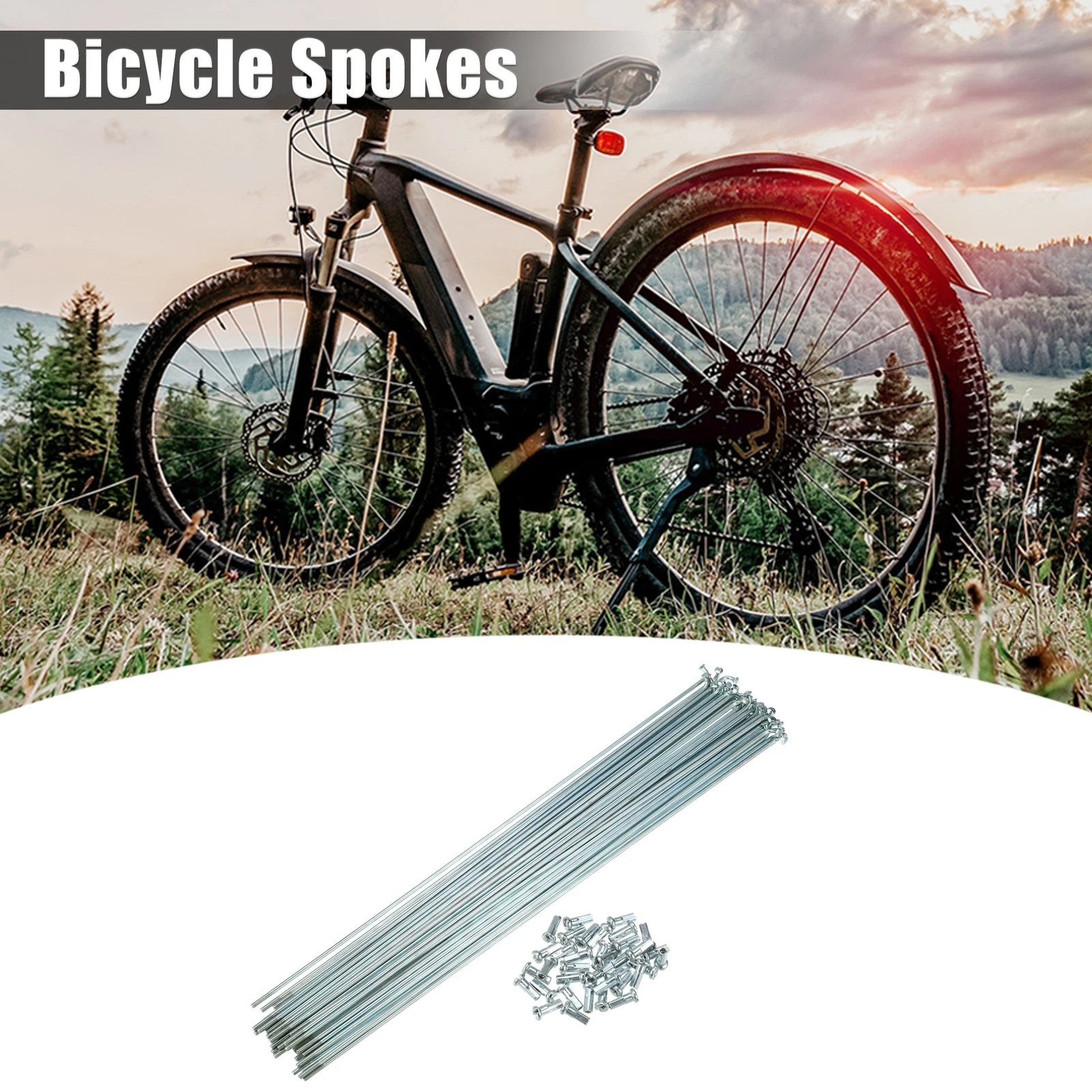 Bicycle Spokes 36 Pcs J Bend 254mm Steel with Nipples for Universal Fit