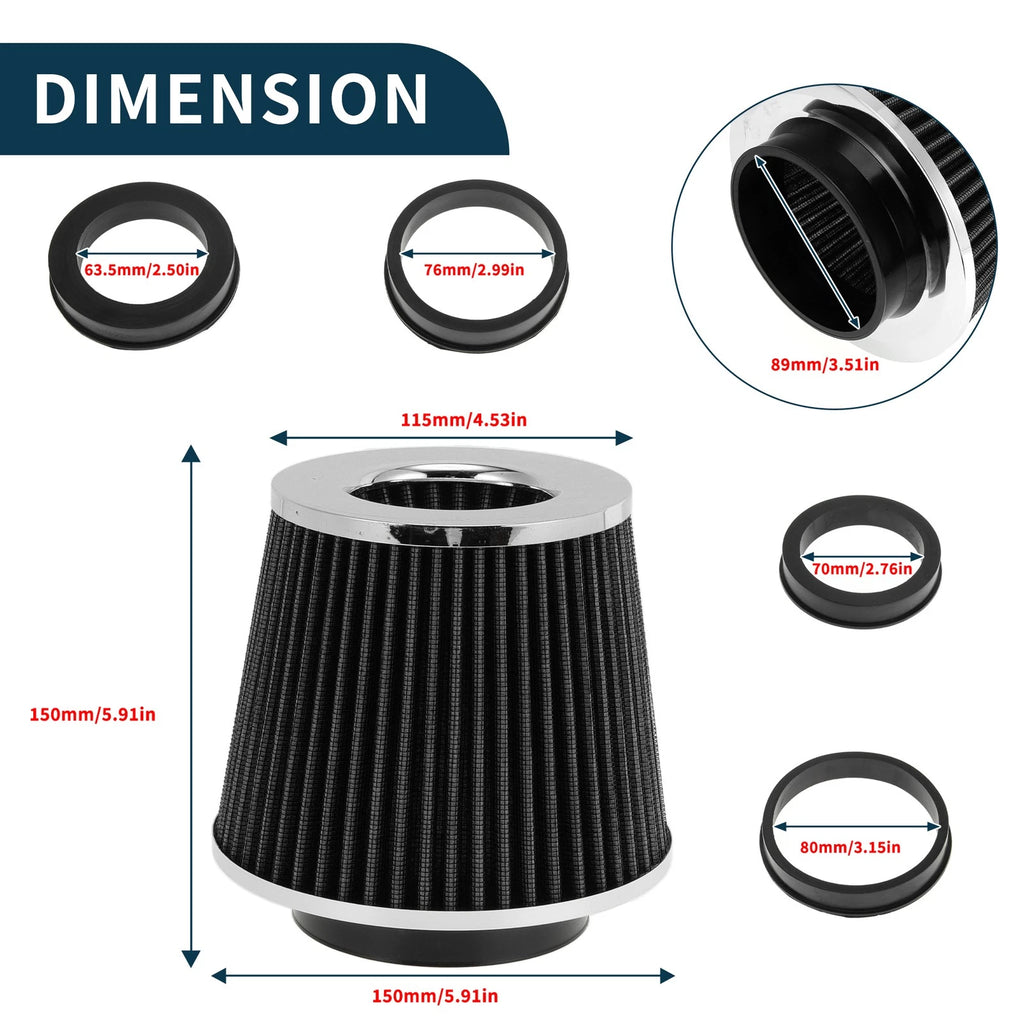 High Flow Engine Air Filter 63.5mm/70mm/76mm/80mm/89mm