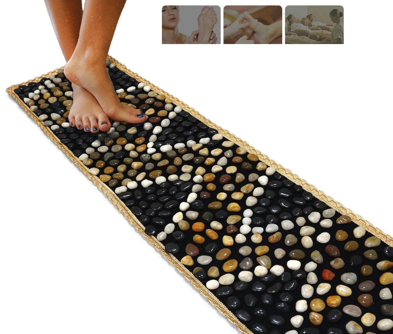 Cobblestone Foot Massage Mat for Bathroom Kitchen (59x16.5)