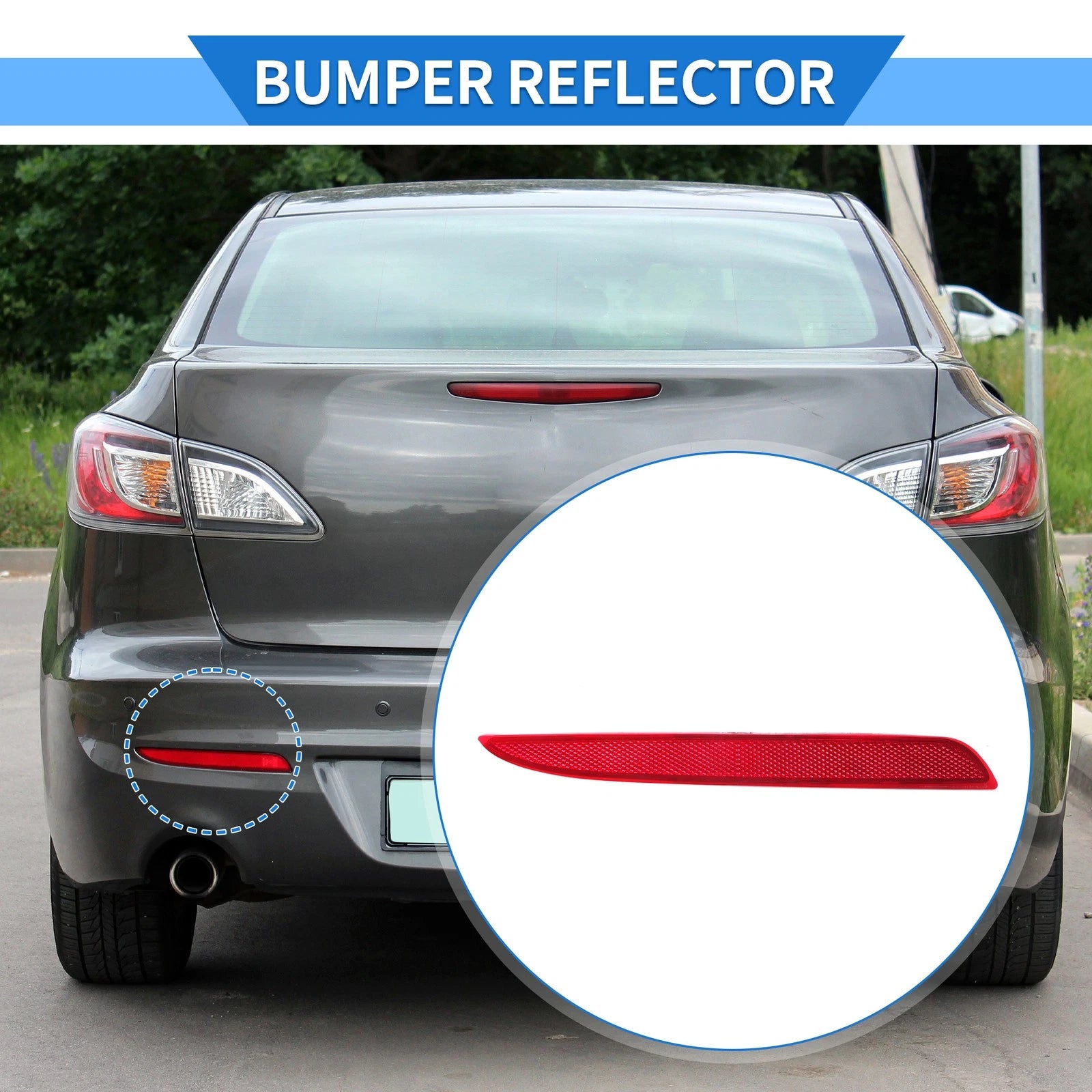 Rear Bumper Reflector Replacement for Mazda 3 BL (2010–2013) Red