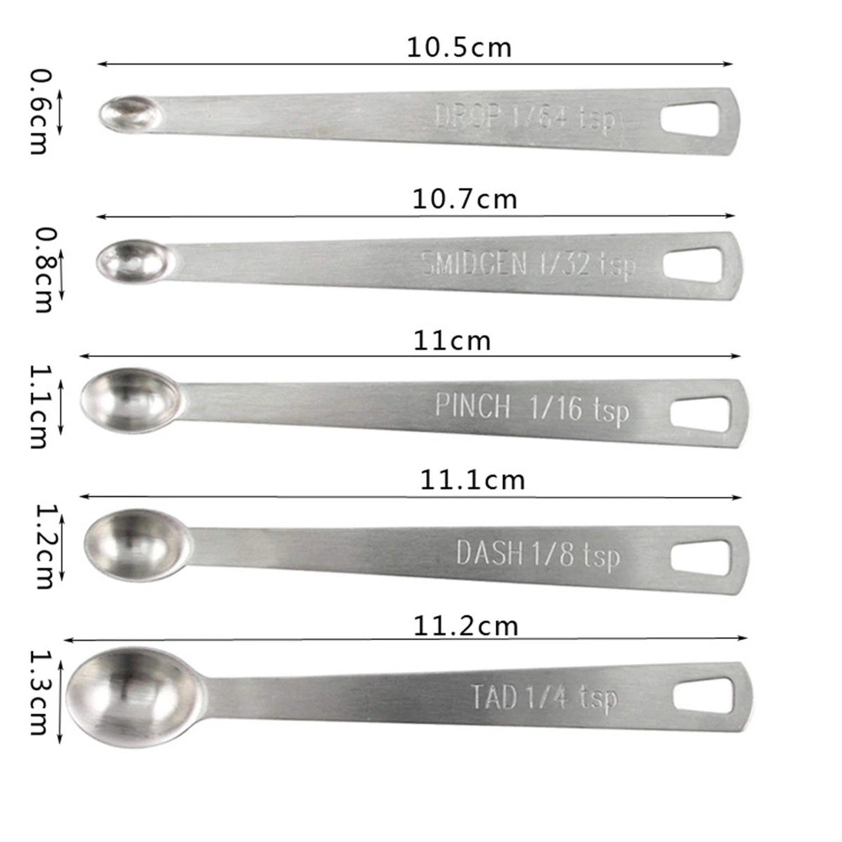 Set of 5 Stainless Steel Measuring Spoons for Kitchen Utensils