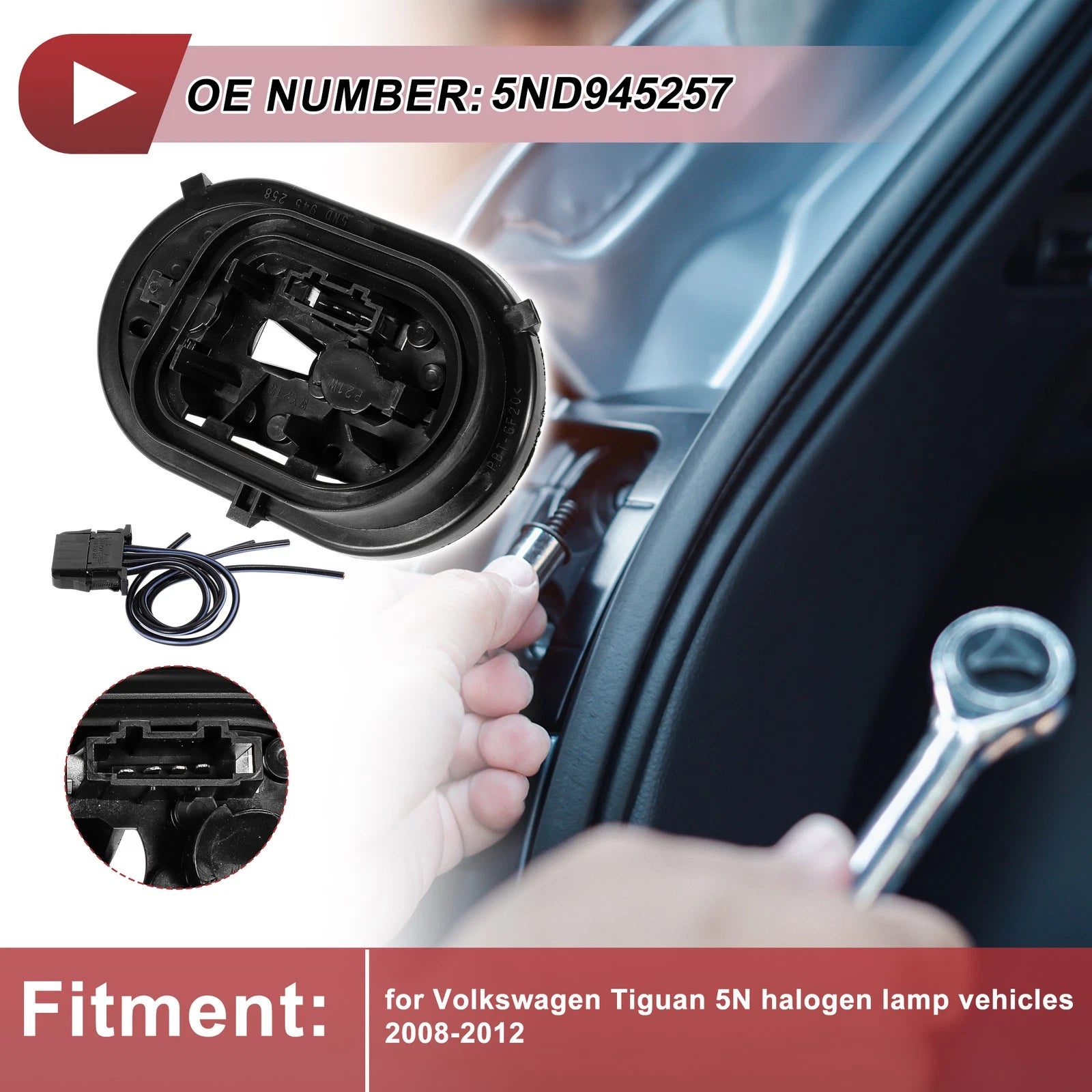 Right Tail Light Socket Wiring for Volkswagen Tiguan 5N (2008–2017)