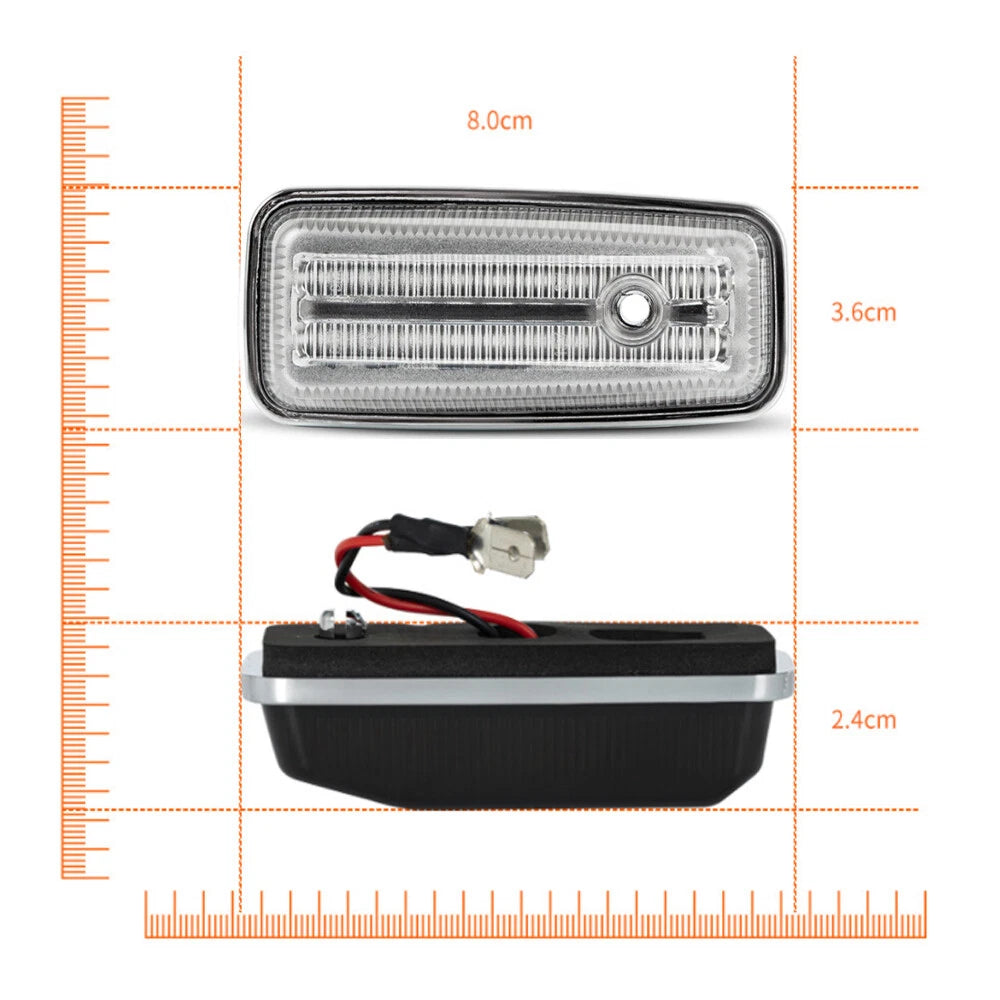 2X Clear Lens Full LED Amber Front Side Marker Lights for Benz G-Class (1986–2002)