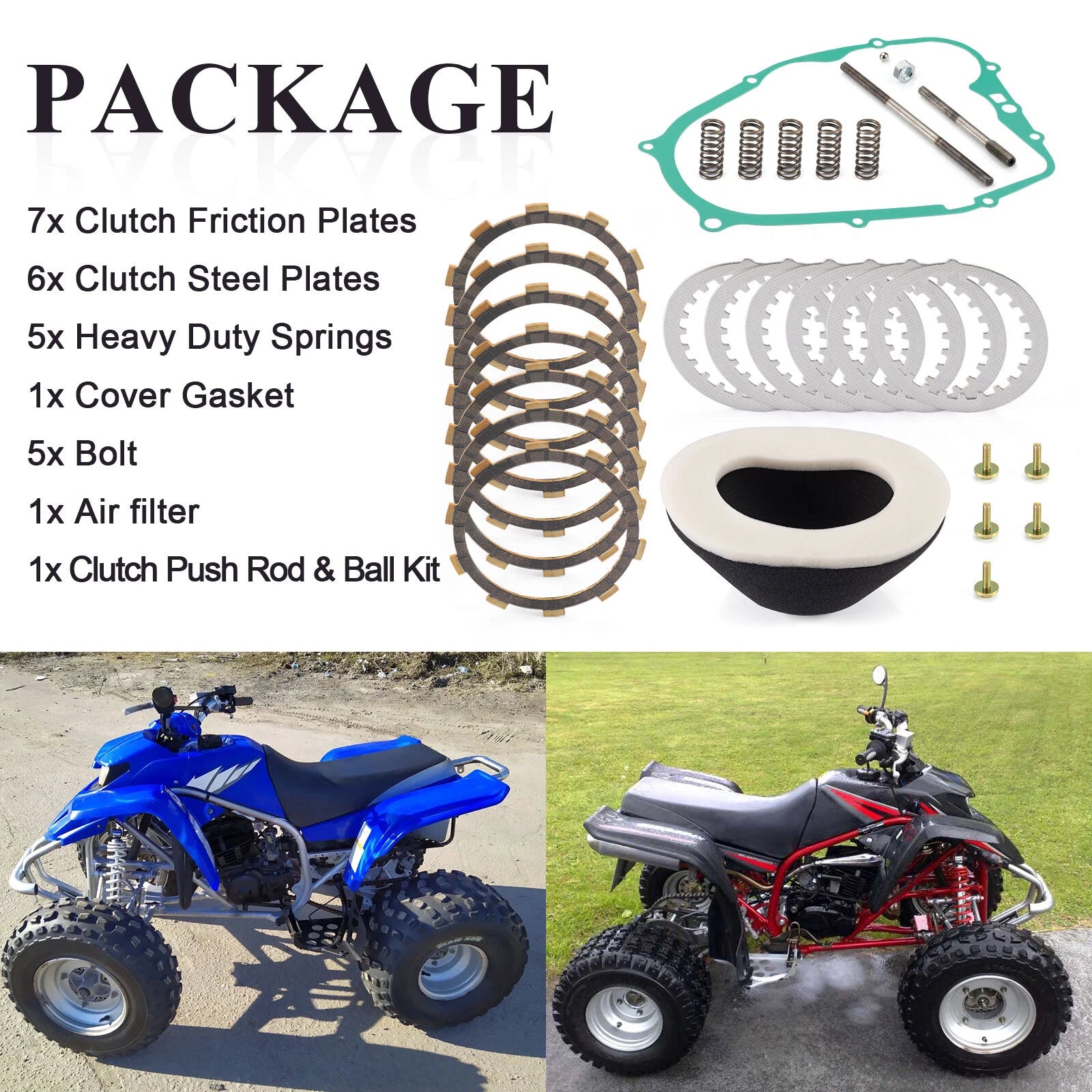 Clutch Friction Steel Plates Push Rod Kit for Yamaha Blaster YFS200 (1988–2006)