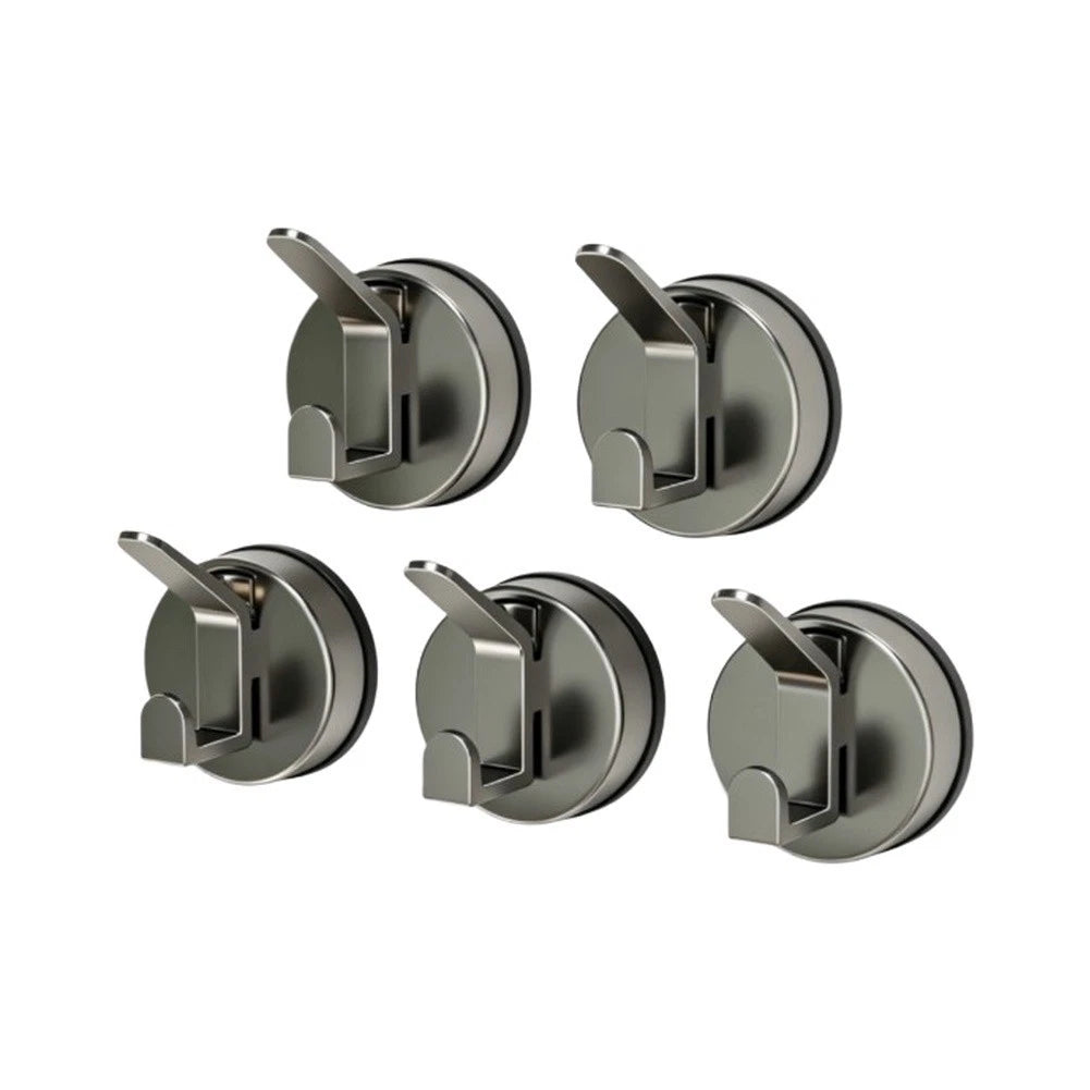 5X Grey Suction Hook Set for Smooth Surfaces - No Drilling Required