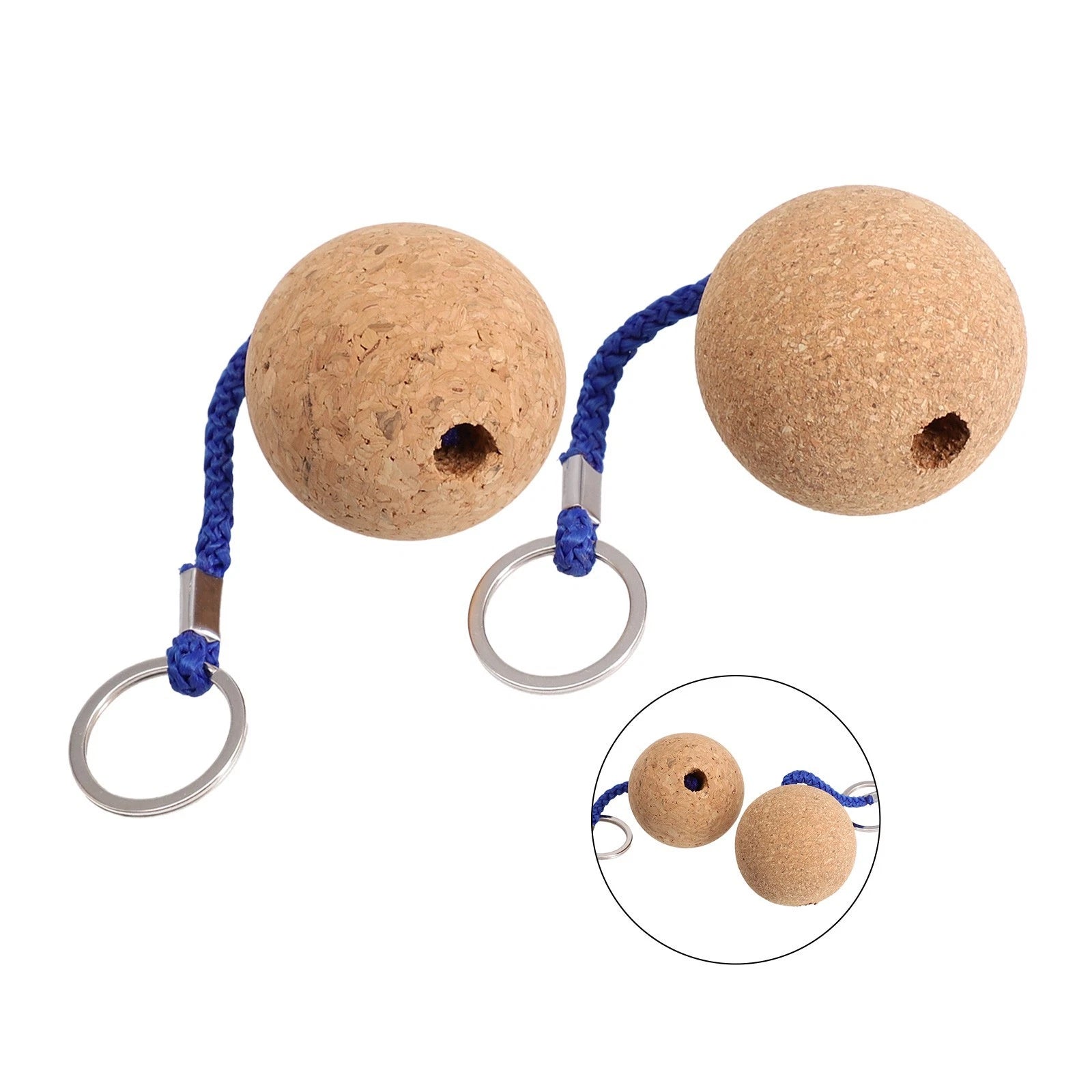 2X Cork Ball Key Ring for Kayak (Floating, 50mm)