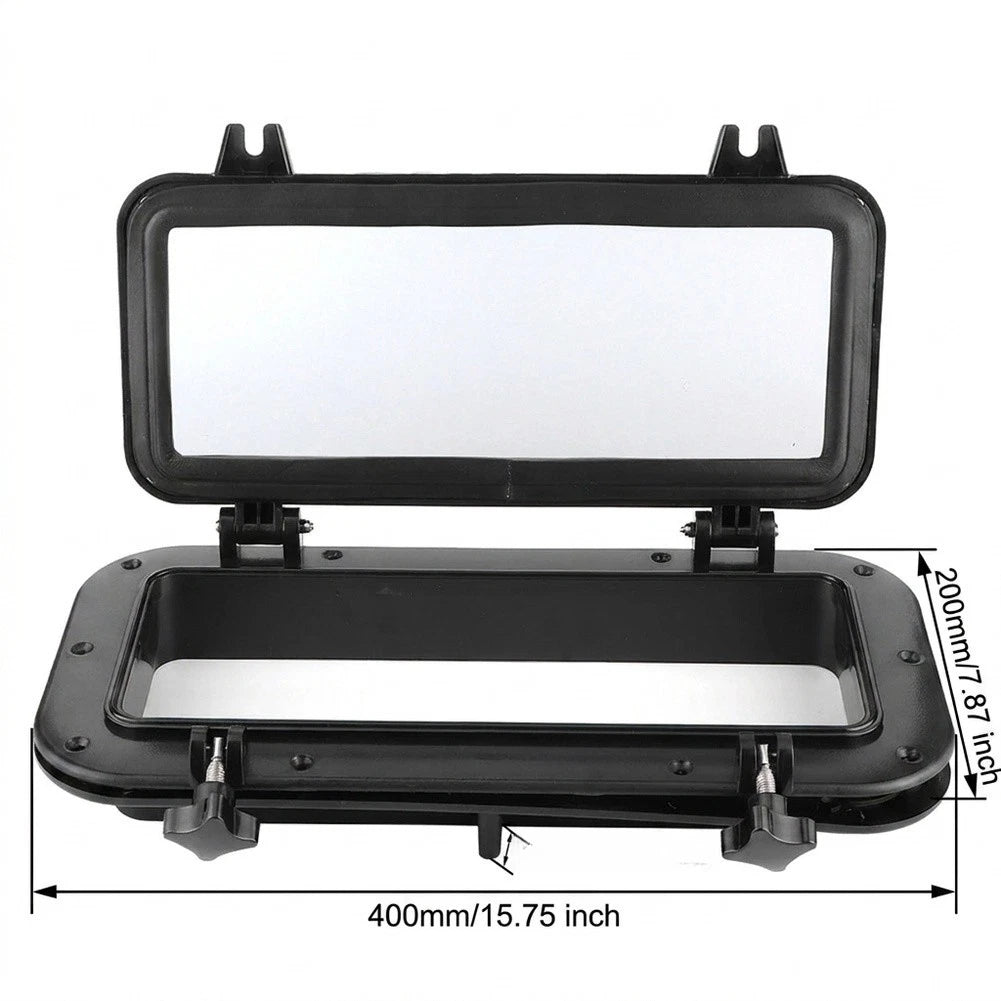 Rectangular Portlight for Marine Applications (400 mm x 200 mm) Black ABS Glass