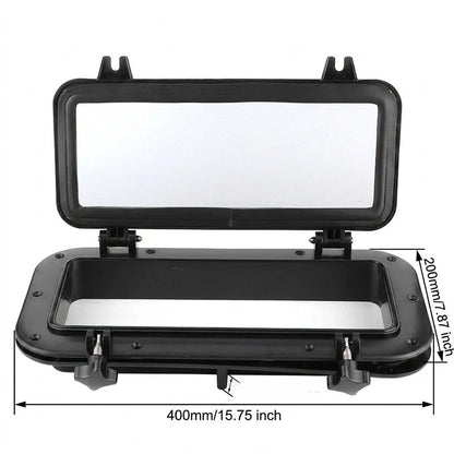 Rectangular Portlight for Marine Applications (400 mm x 200 mm) Black ABS Glass