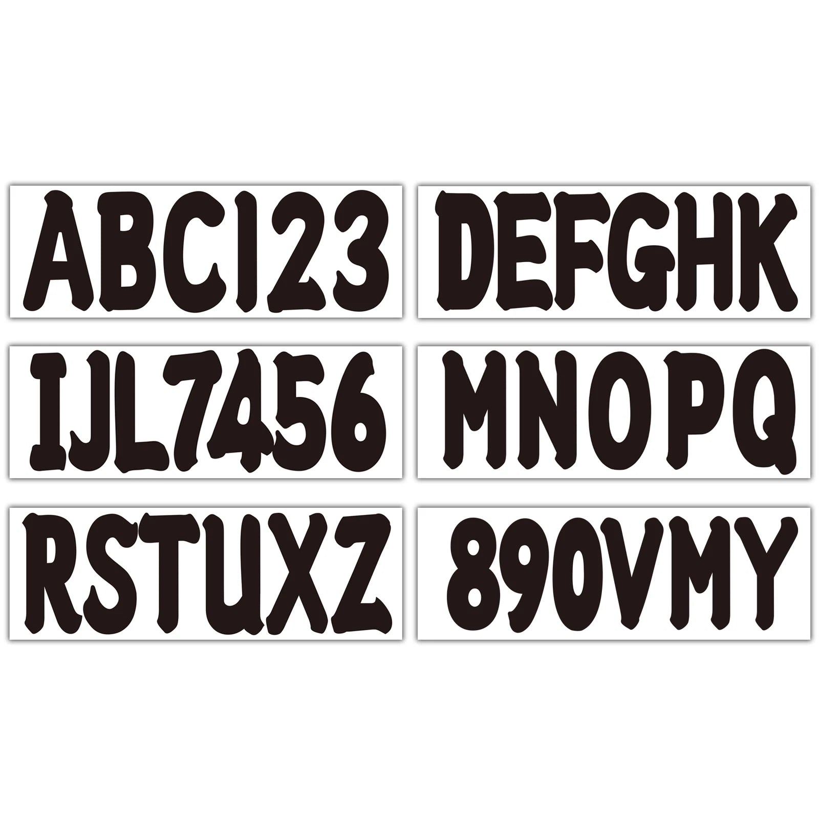Set of 4 Boat Numbers and Letters Decal Stickers A-Z 0-9 Black