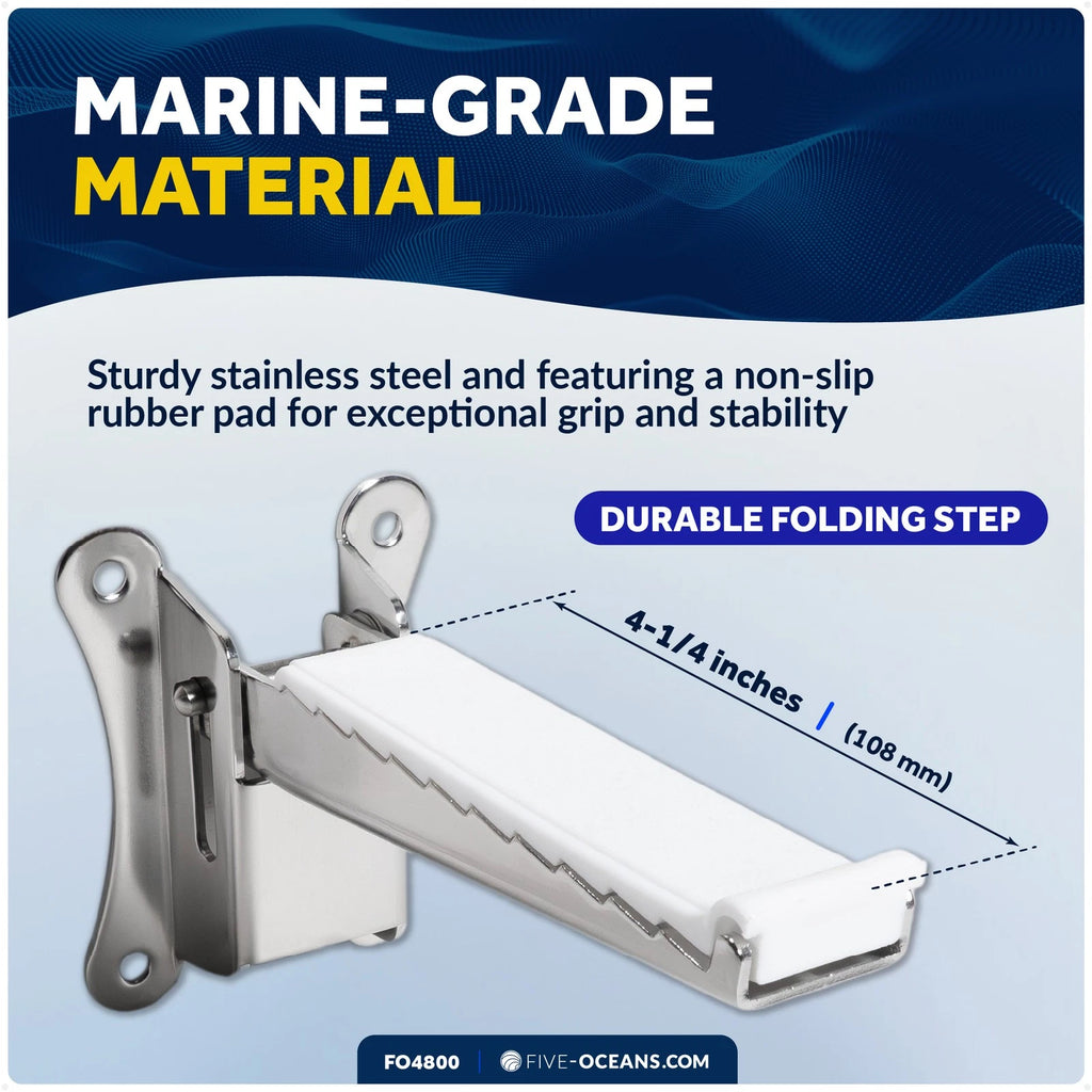 Folding Mast Step for (Stainless Steel, Rubber Pad)