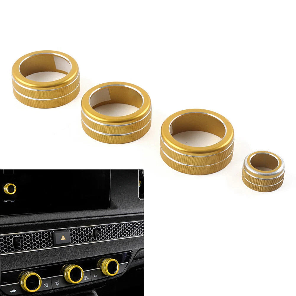 Console AC Climate Control Knob Ring Cover For Honda Civic 11th 2022+ Gold 4pcs