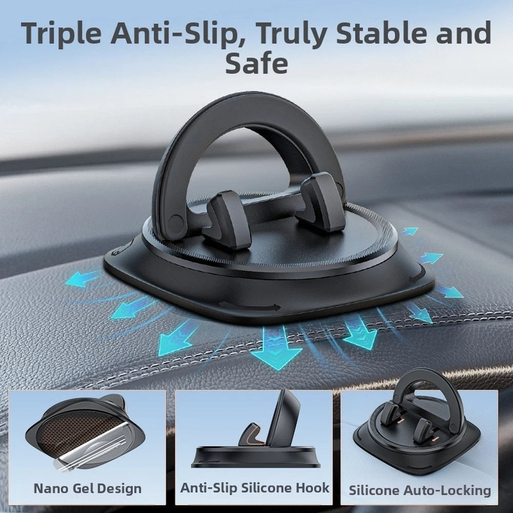 Car Dashboard Phone Holder with Suction Cup and Adjustable Width