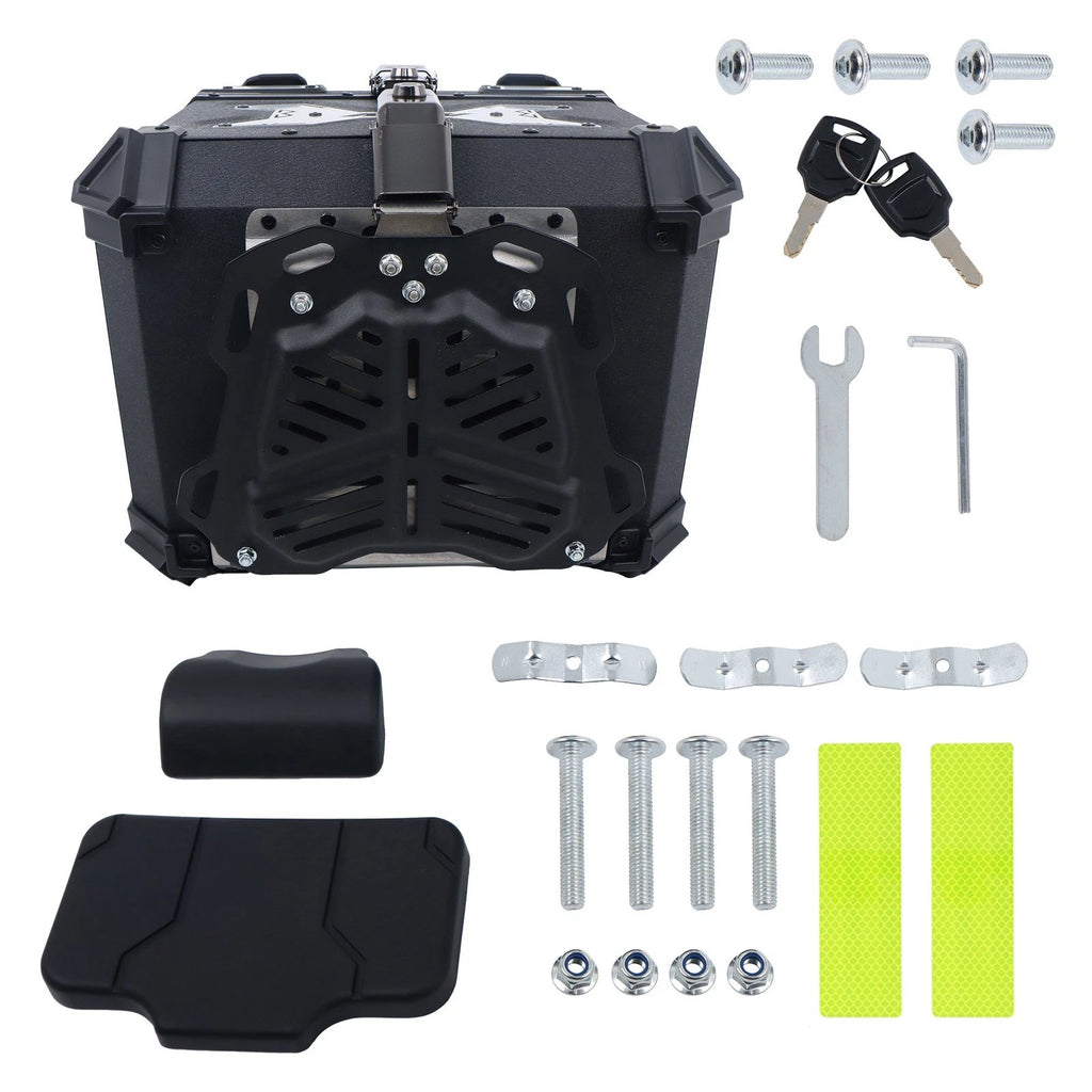 45L Motorcycle Top Case Tail Box with Backrest for Universal Models