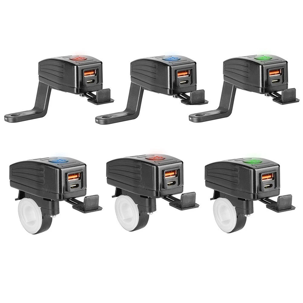 USB Charger for Motorcycle (12V 24V) - Waterproof Cover for All Devices