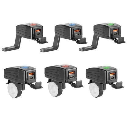 USB Charger for Motorcycle (12V 24V) - Waterproof Cover for All Devices