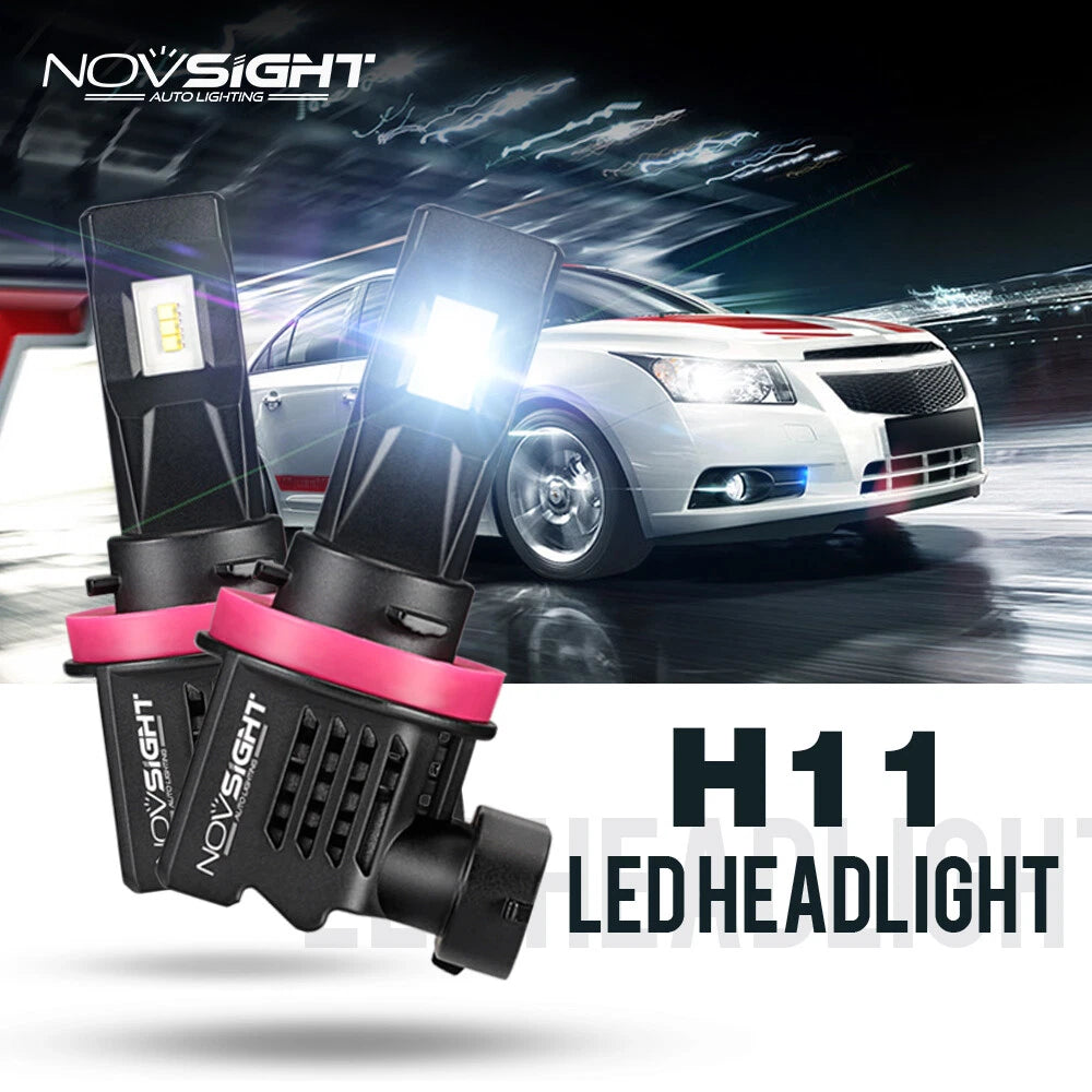 H11 LED Headlight Bulbs for NOVSIGHT (6500K, 30000LM, High/Low Beam)