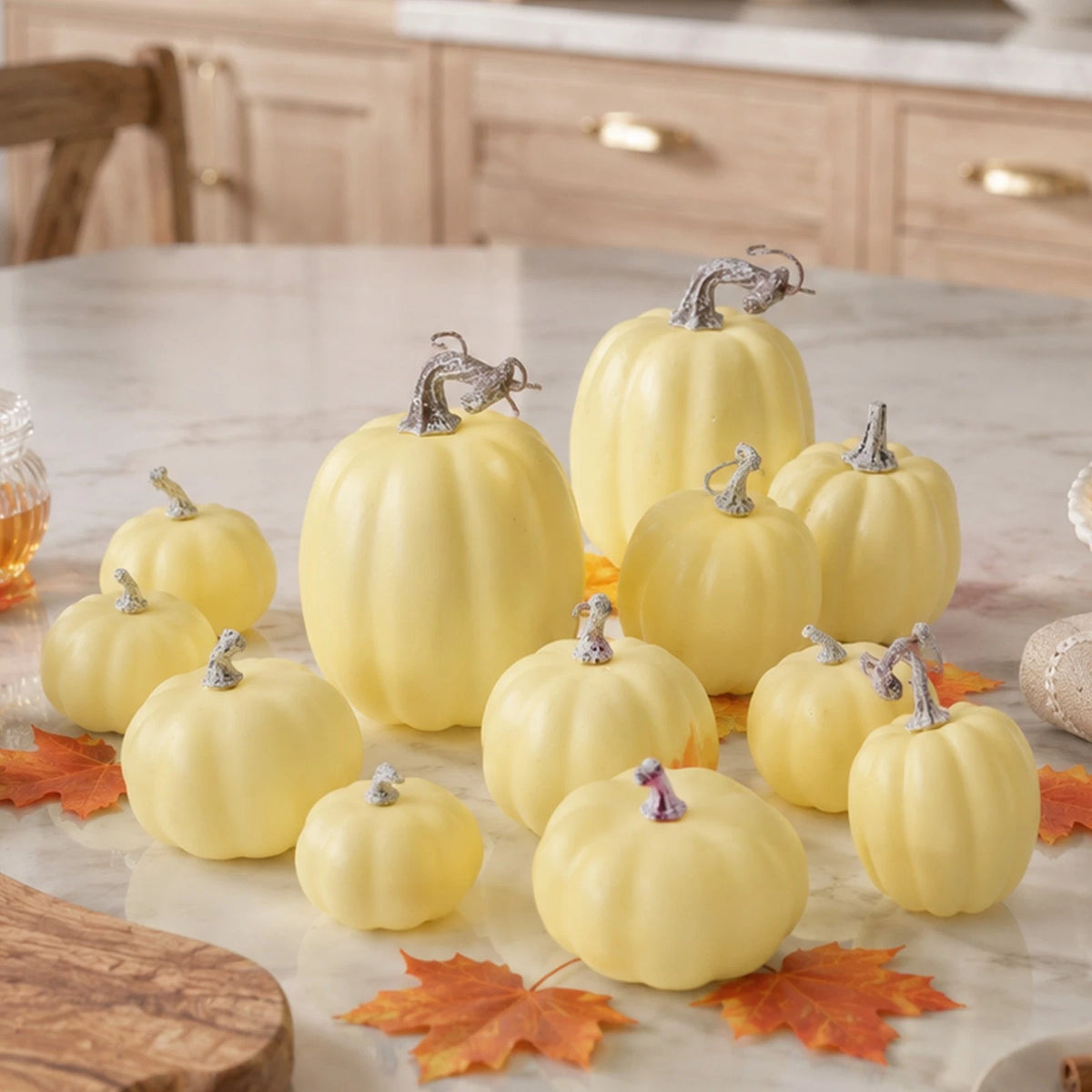 12 Piece Matte Finish Foam Pumpkins for Thanksgiving Halloween Decor