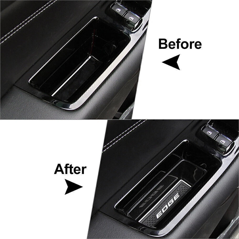 Front Door Handle Armrest Storage Box Tray Kit for Ford Edge (2015–2018)