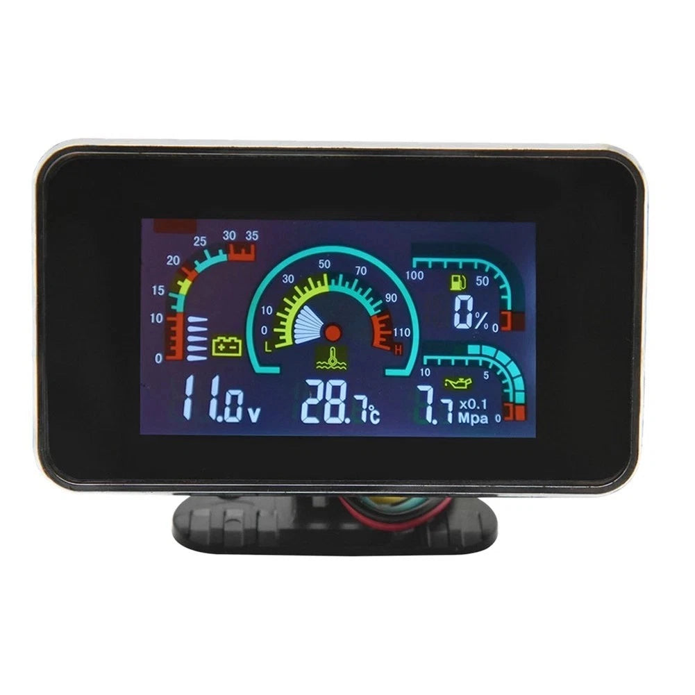 4 in 1 LCD Panel Gauge for Oil Pressure Voltage Water Temperature Fuel Level