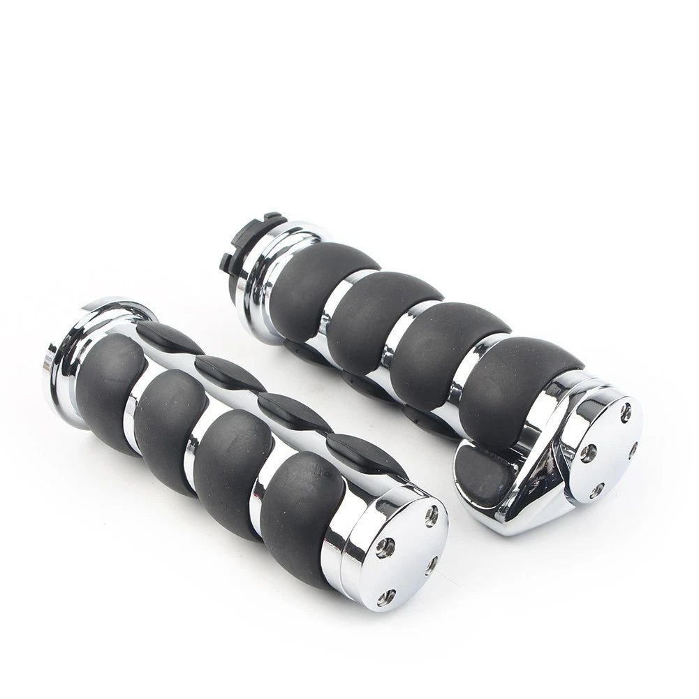 1" Chrome Handle Bar Hand Grips Fit Harley Touring Road King Glide Motorcycle