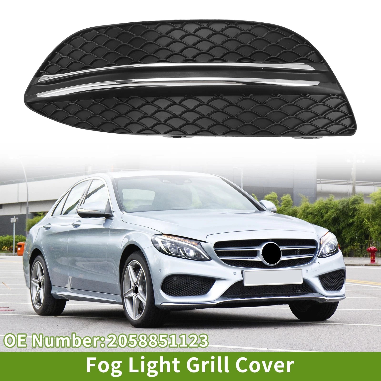 Front Left Fog Light Grill for Mercedes Benz C-Class (2015–2018)