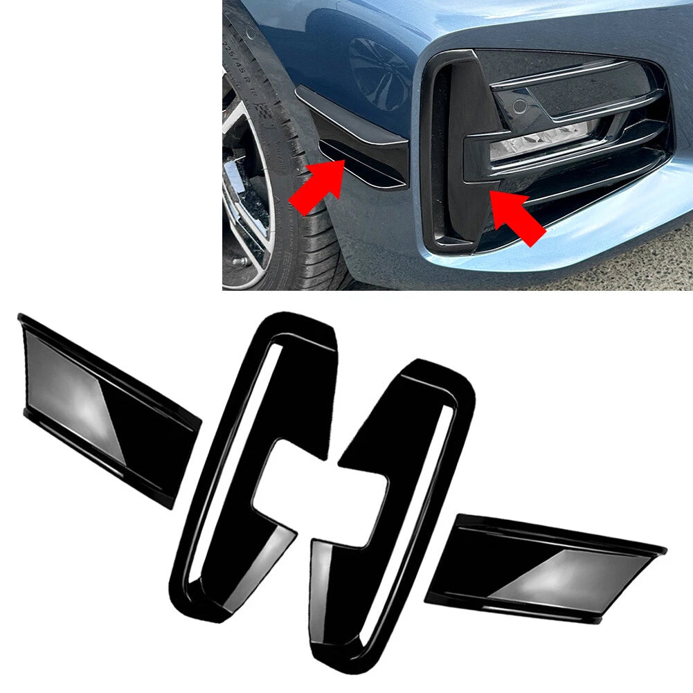 Black Front Bumper Air Vent Side Spoiler For BMW 4 Series G22 G23 M Sport 20-24