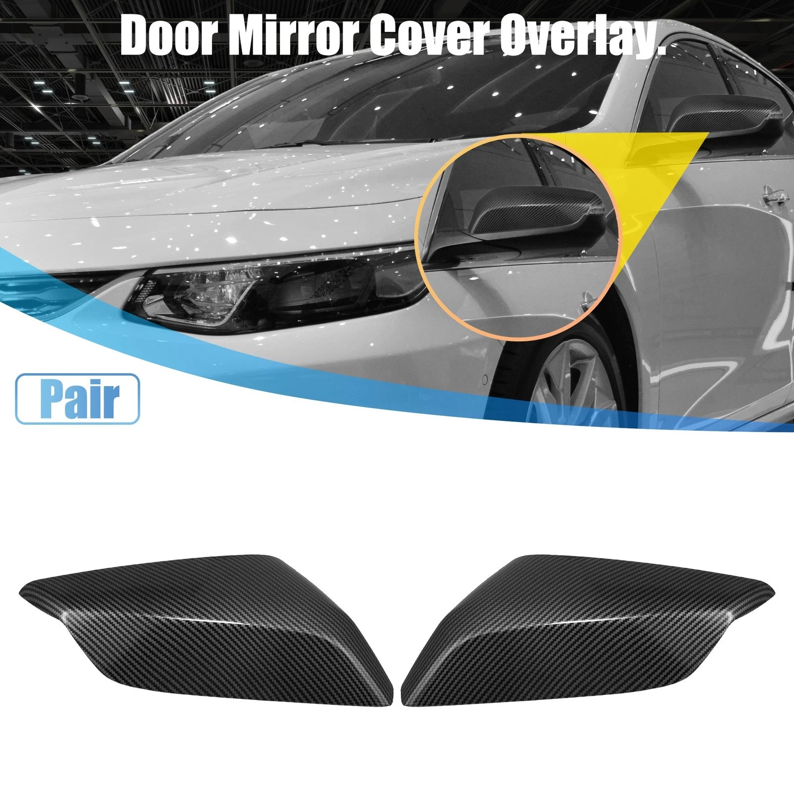 Pair Door Rearview Mirror Cap Carbon Fiber Pattern for Chevrolet Malibu (2016–2020)