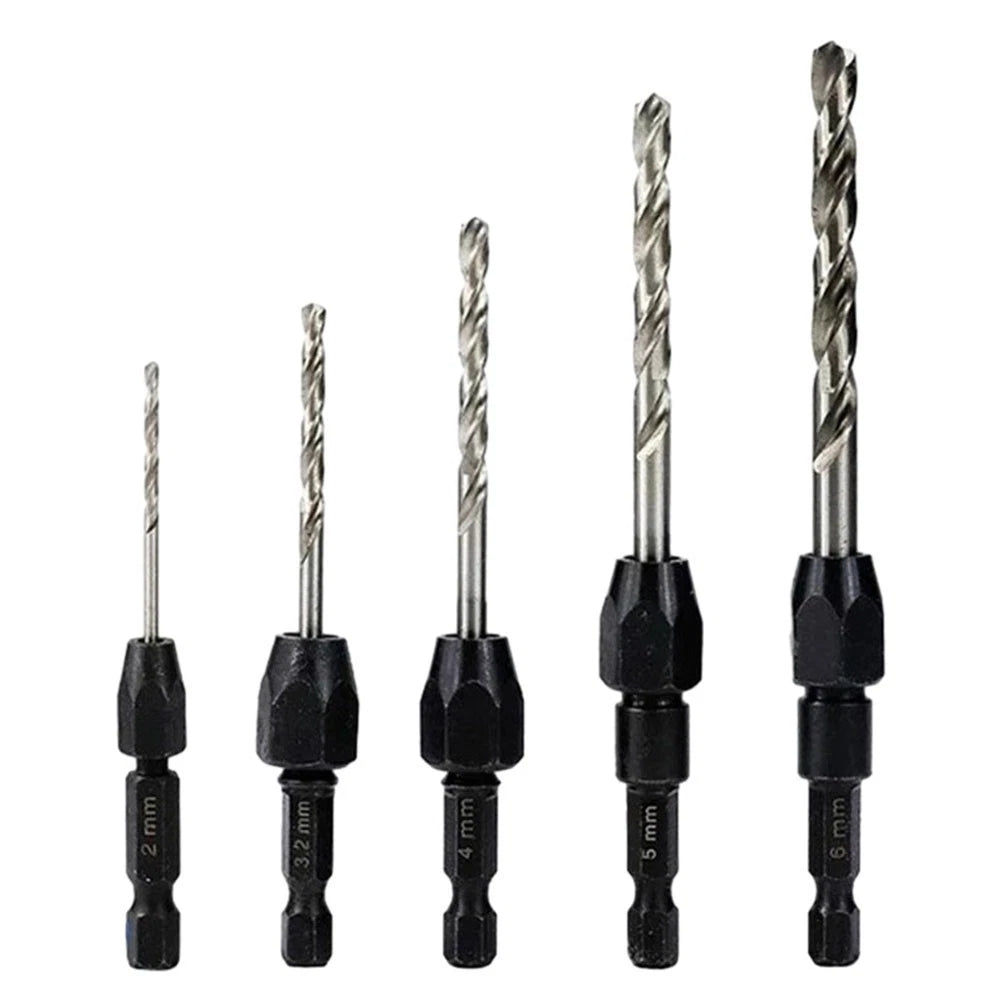 5-Piece HSS Countersink Drill Bit Set 2-6mm Hex Shank for