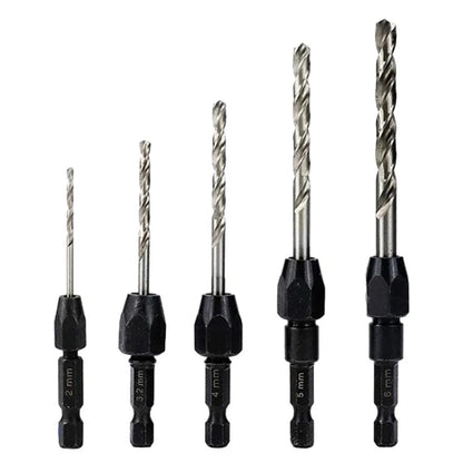 5-Piece HSS Countersink Drill Bit Set 2-6mm Hex Shank for