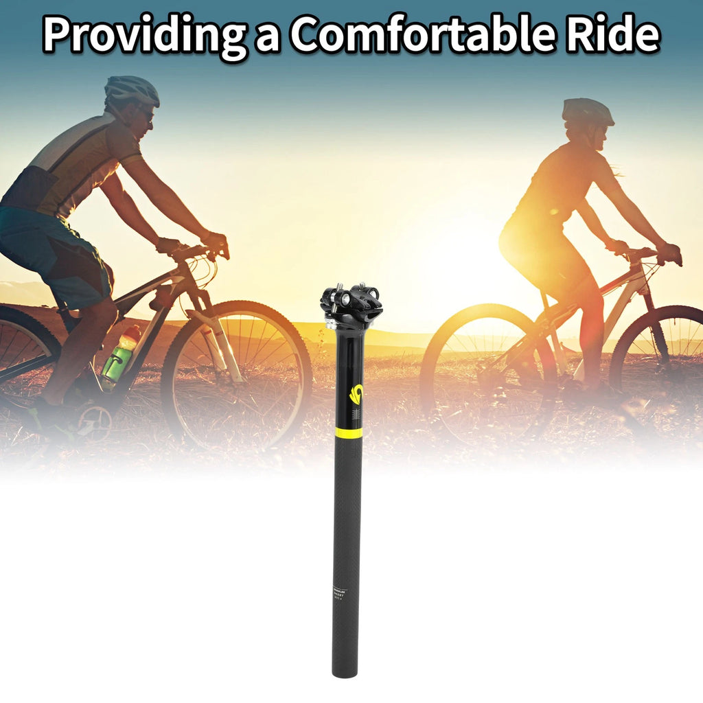 Bike Seat Post 25.4x350mm Replacement Saddle Post for Matte Black Yellow