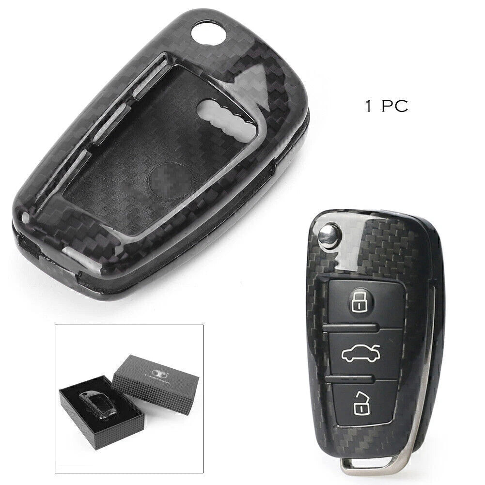 Key Case Remote FOB Shell for Audi A3 A4 TT R8 Q3 Q5 (Real Carbon Fiber)