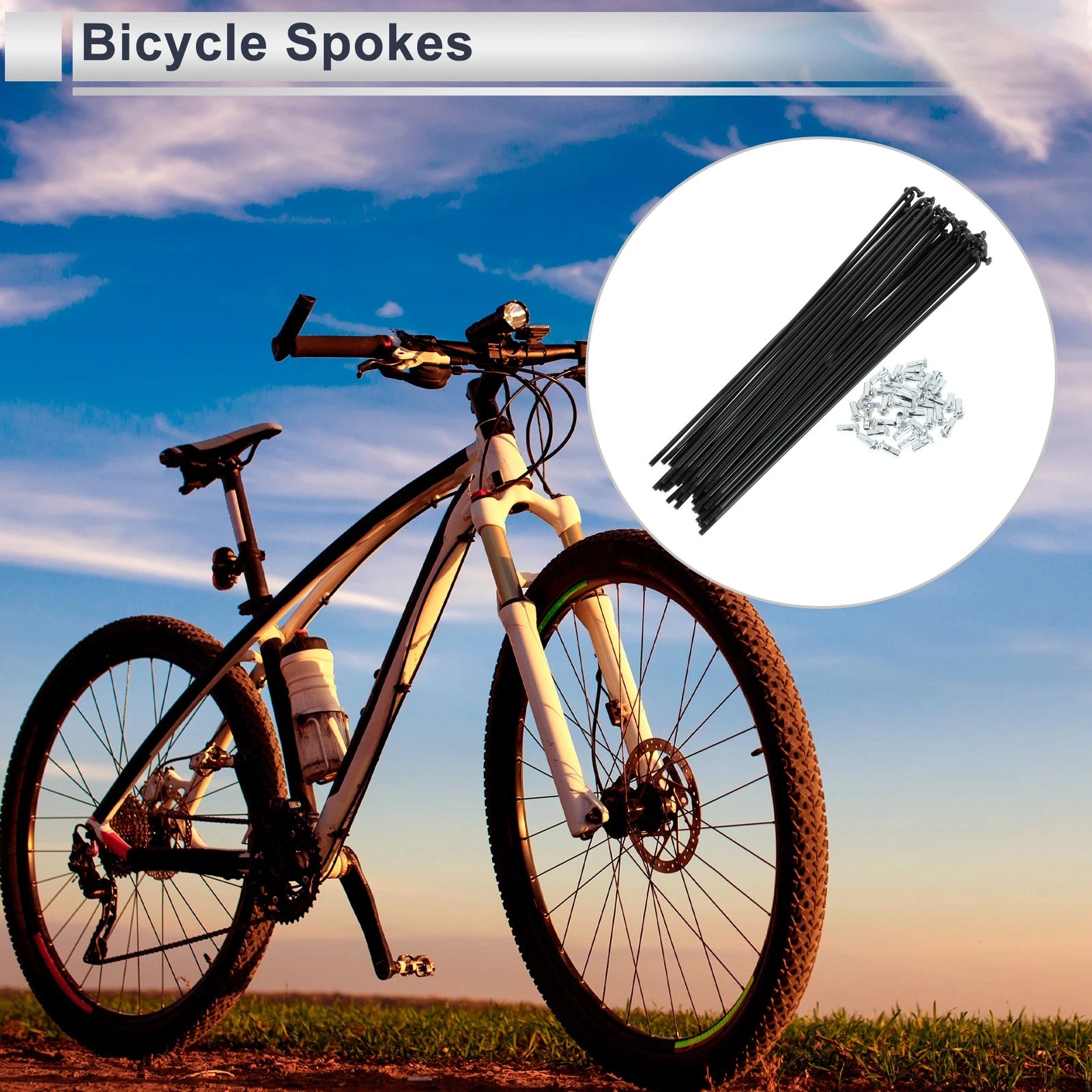 Bicycle Spokes Nipple Set 12G 209mm Carbon Steel Black Universal (Universal)