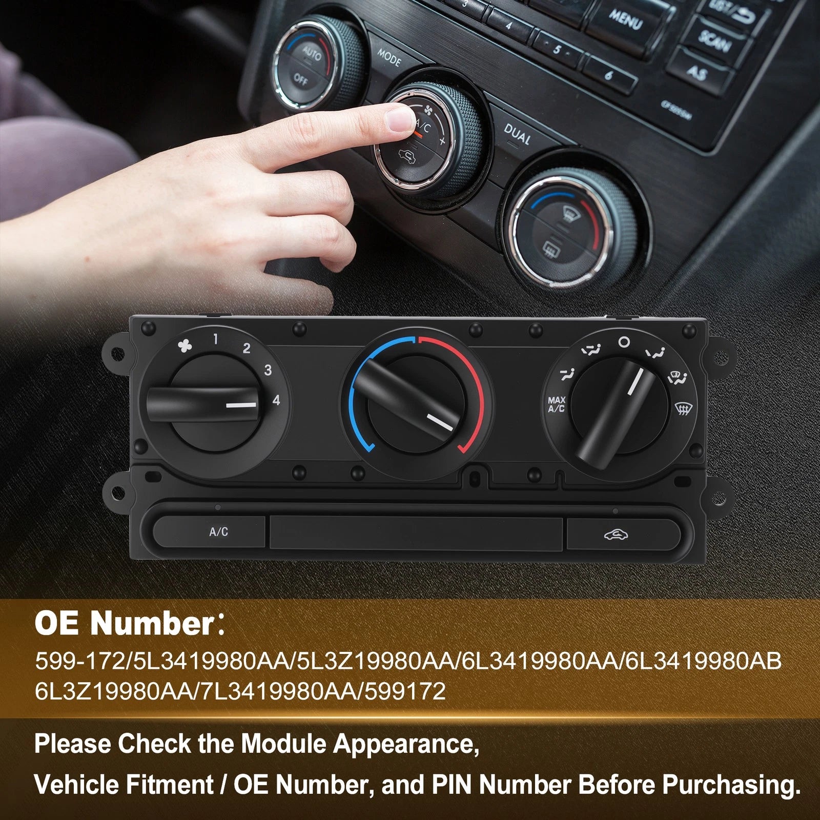 A/C Heater Climate Control Module Panel 599-172 for Ford F-150 (2005–2008)