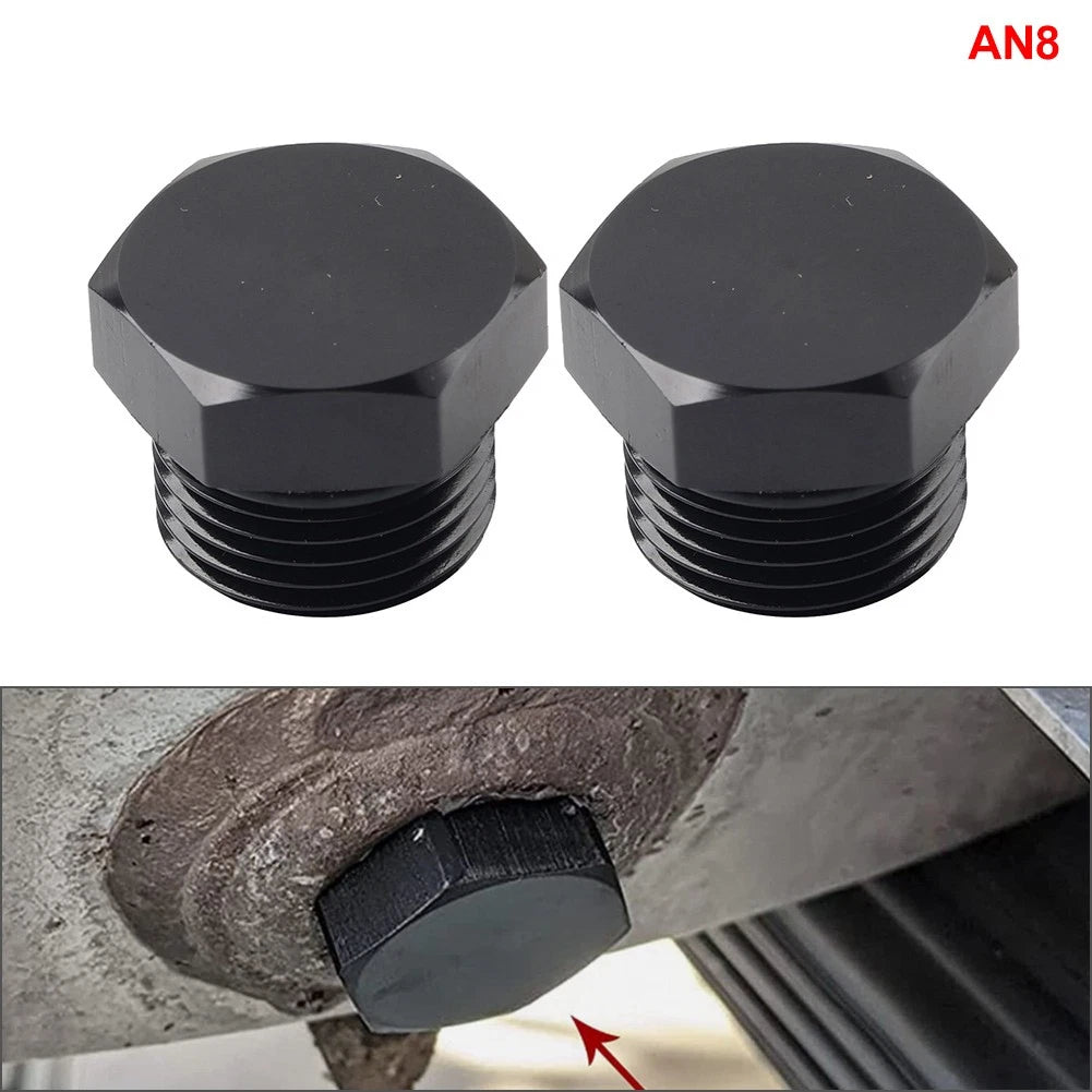 2Pcs Aluminum 8AN AN8 Block off Cap ORB Plug Male Fitting Adapters W/O-Rings