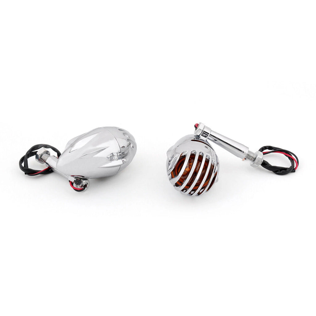 2X Turn Signal Indicator Lights for Motorcycle (Chrome, Amber, T9)