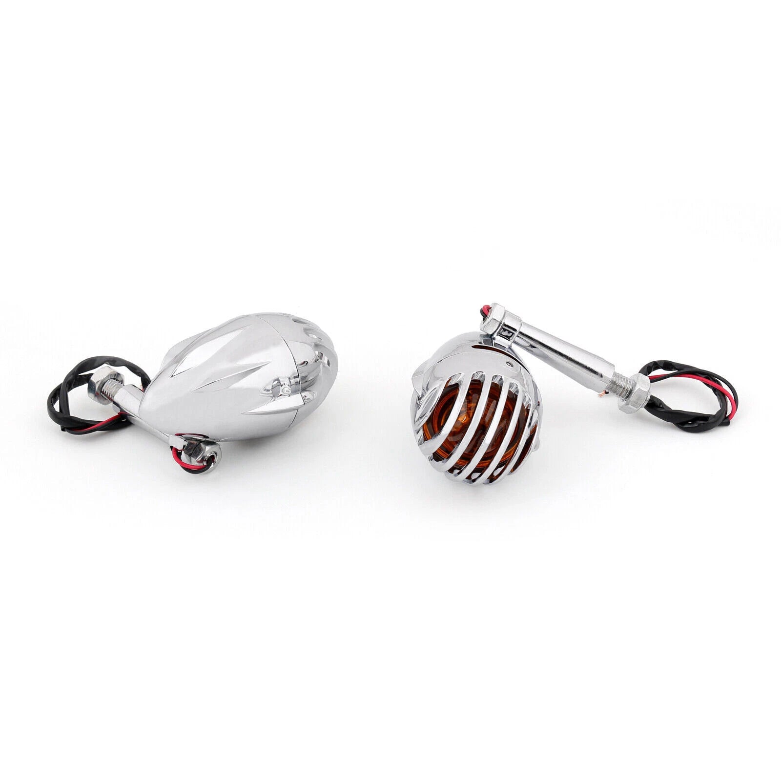 2X Turn Signal Indicator Lights for Motorcycle (Chrome, Amber, T9)