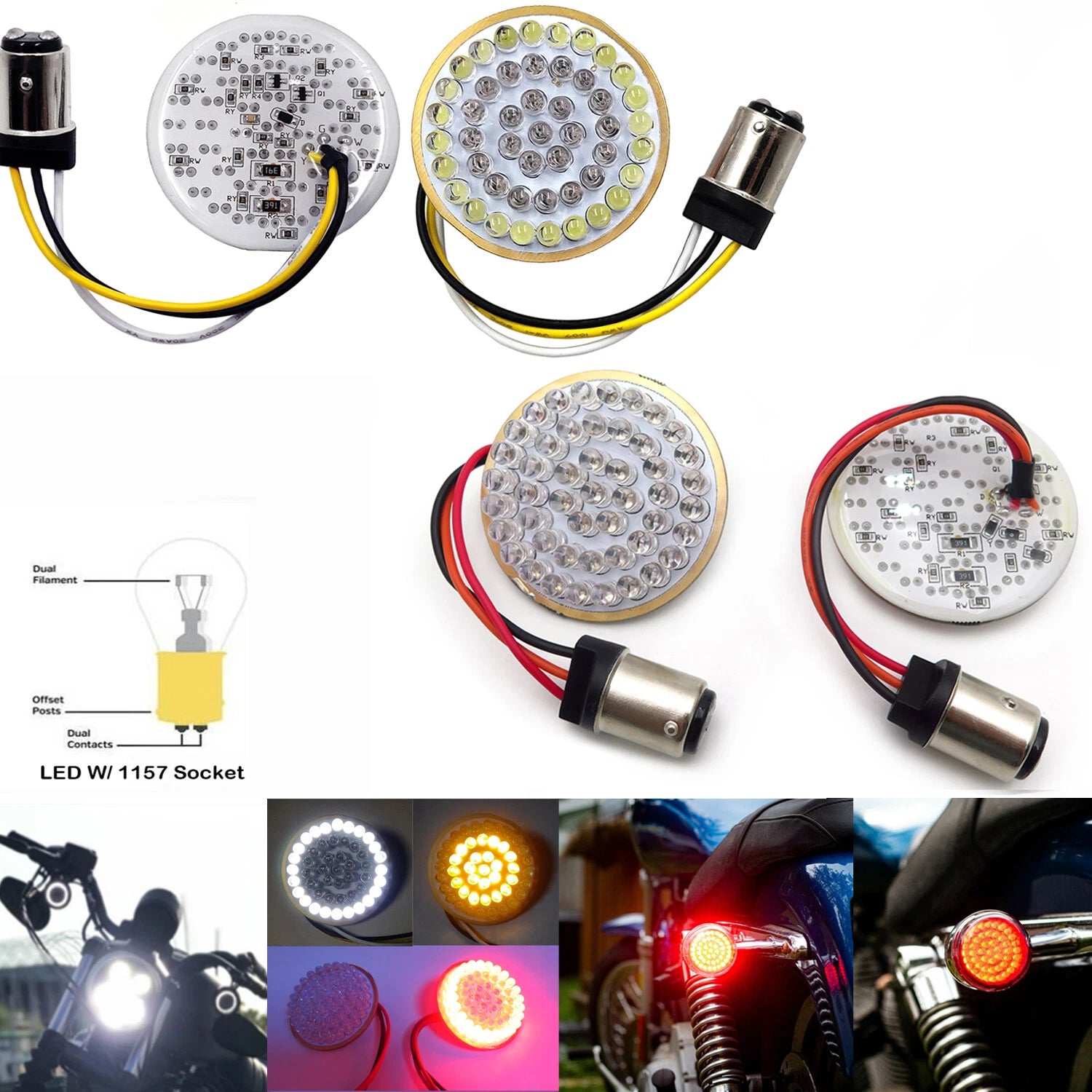 4X 1157 LED Turn Signal Insert Lights for Harley