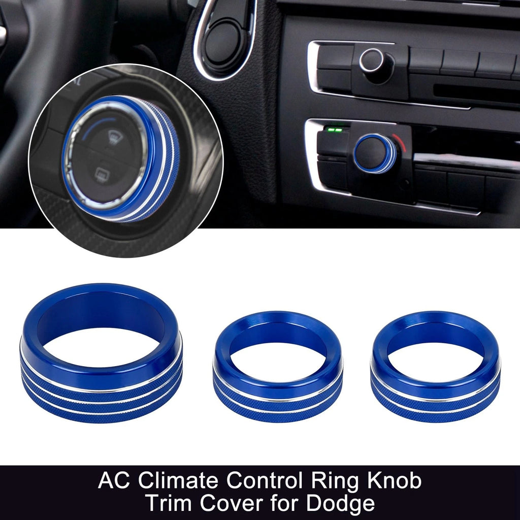 3PCS AC Climate Control Ring Knob Trim Cover for Dodge Challenger Ram (2008–2014)
