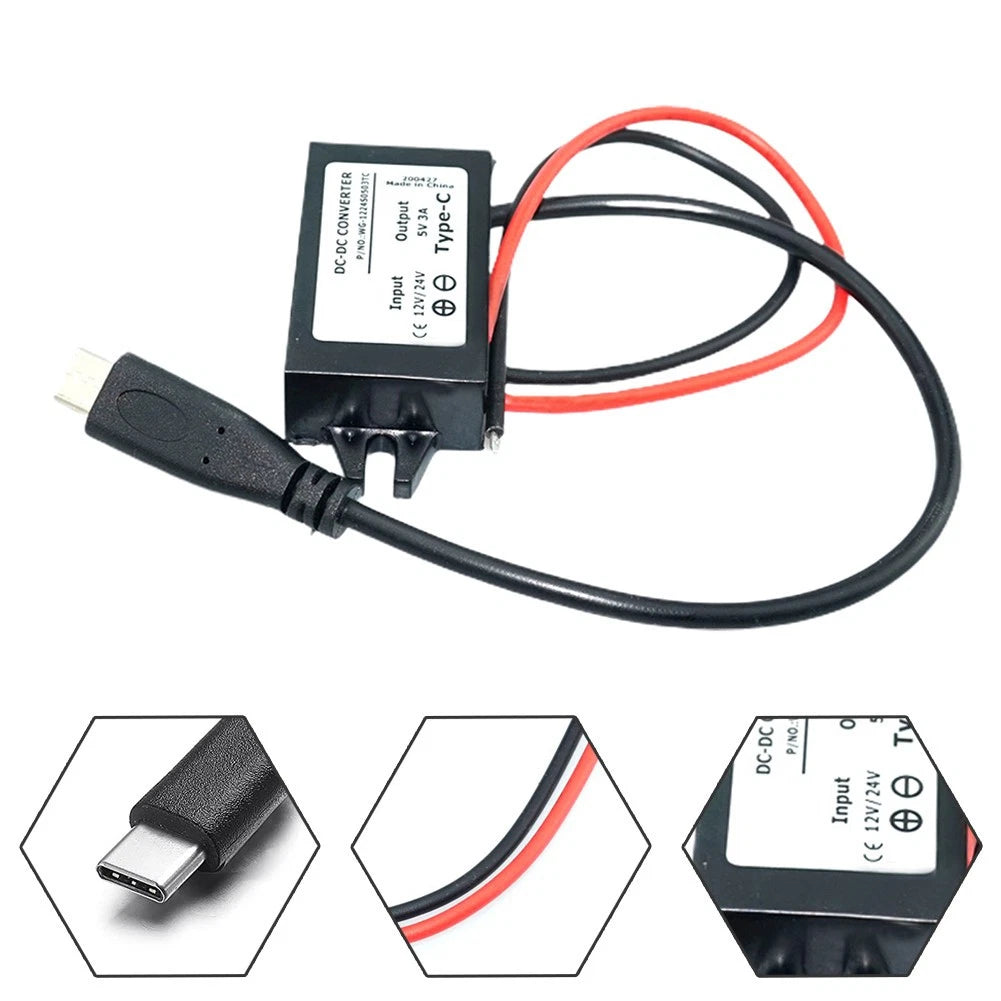 DC-DC Step Down Converter 12V/24V to 5V USB Type-C Power Adapter
