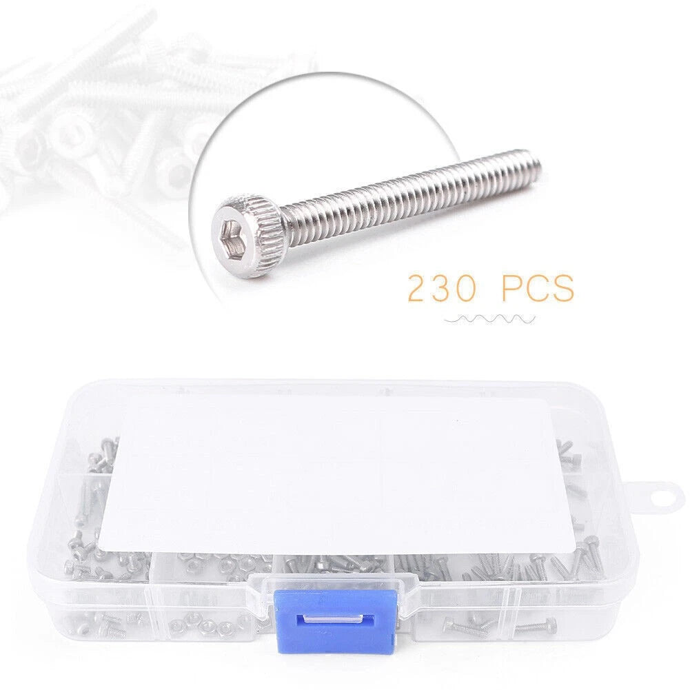 230x M2 Stainless Steel Metric Hex Socket Button Head Screw Bolts Nuts Assorted