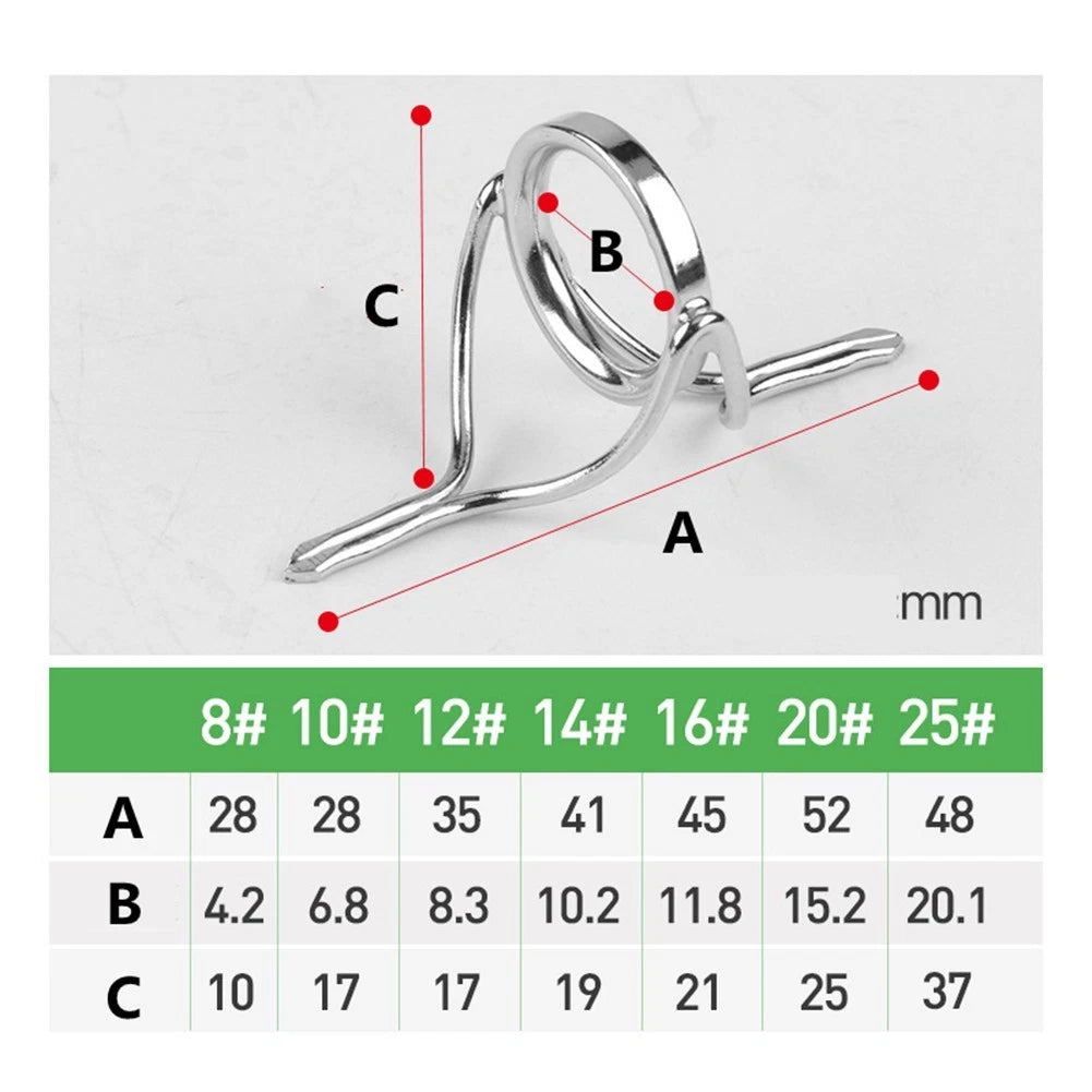 Fishing Rod Guides Set of 7 Stainless Steel Ceramic Ring