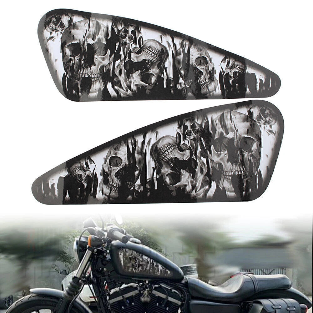 2 Pcs Skull Motorcycle Decals for Harley XL883 1200 (All Years)