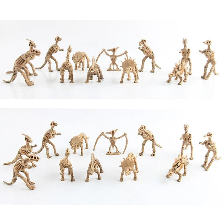 12pcs Dinosaur Fossil Skeleton Model Set Mini Action Figures