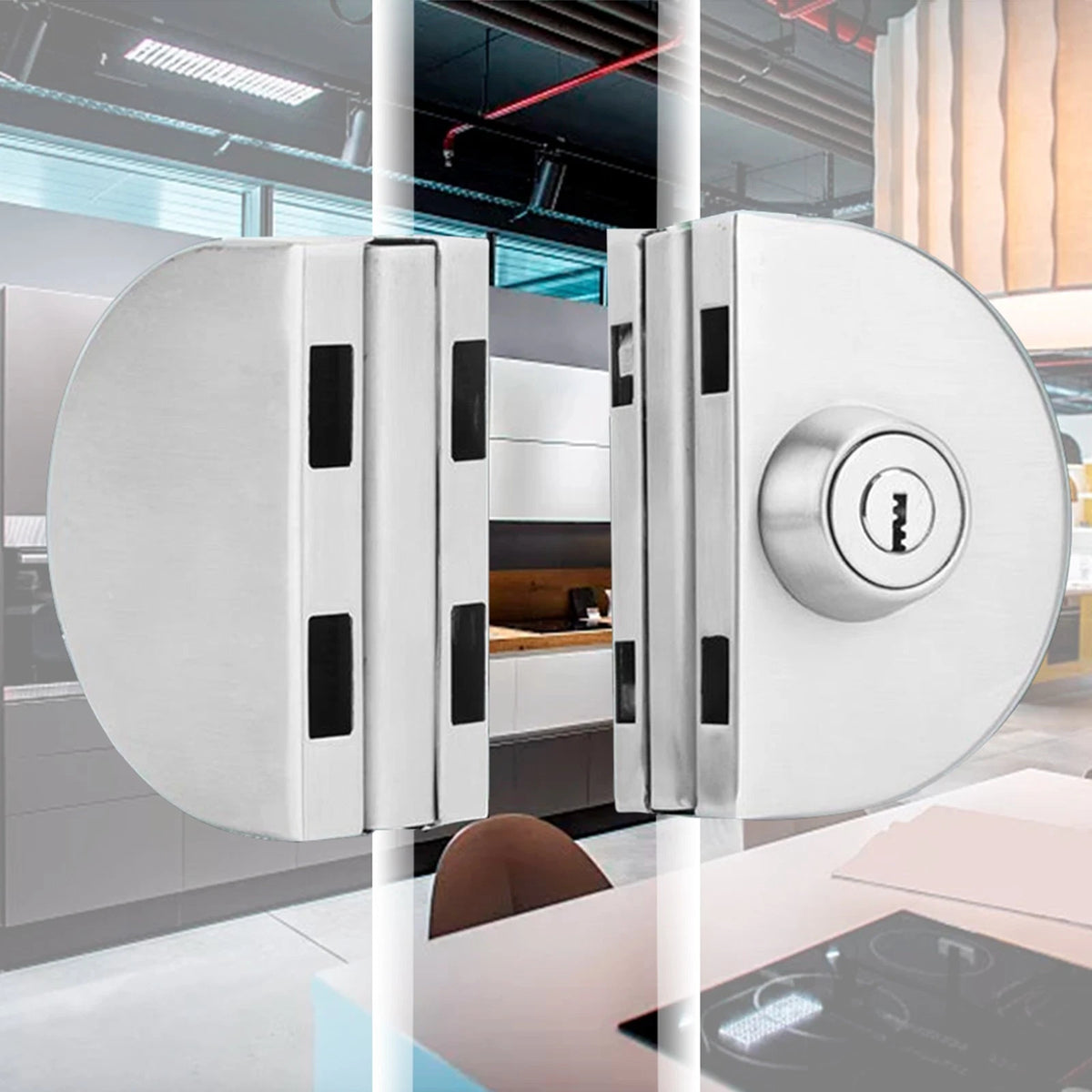Glass Door Lock Key + Knob for Glass Doors