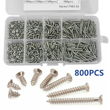800Pcs Self Tapping Screws Assortment Kit M2 Lengths for Automotive