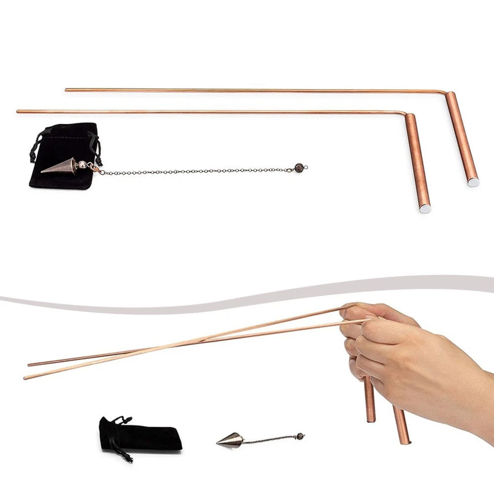 Telescoping Copper Dowsing Rods & Pendulum for Practice