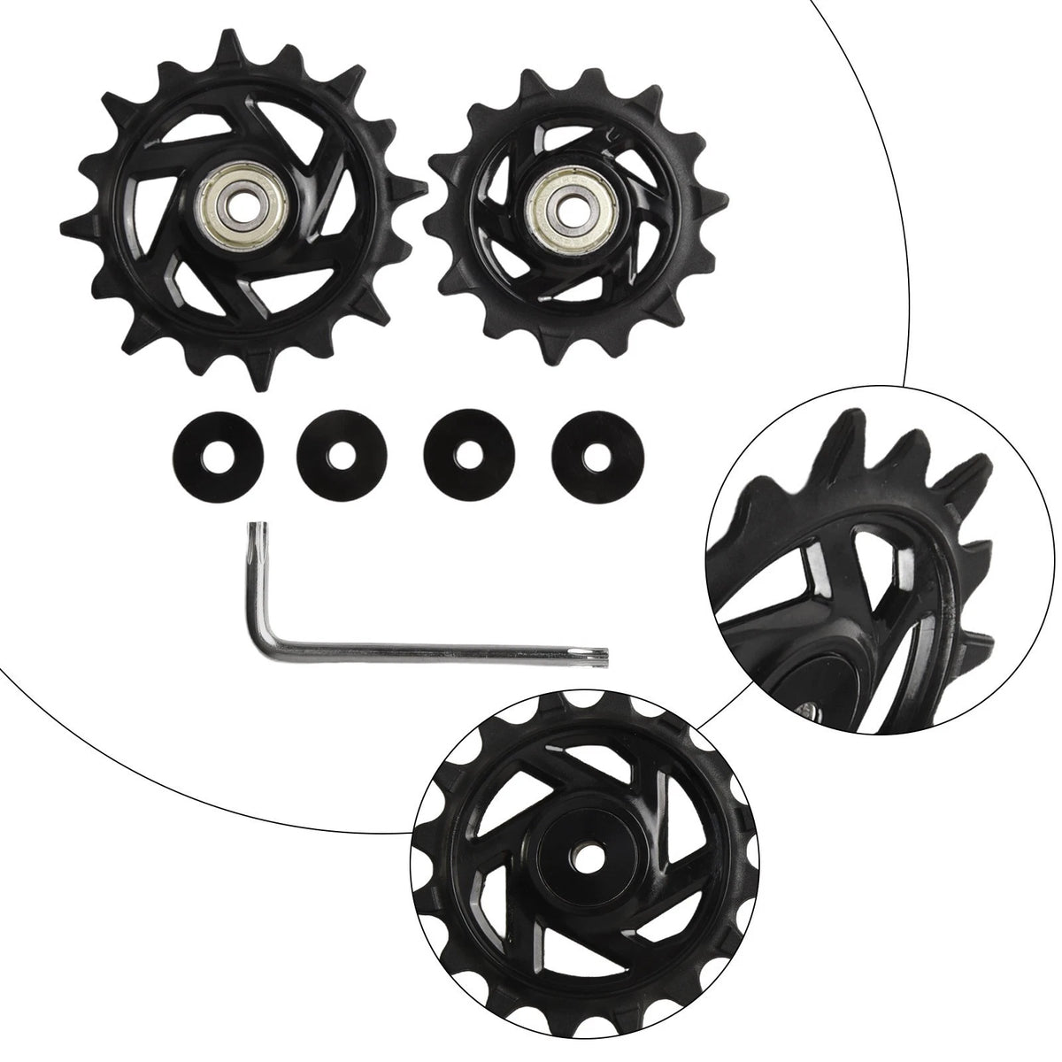 Optimized Gear Ratio Rear Derailleur Pulleys for Wide Range Options