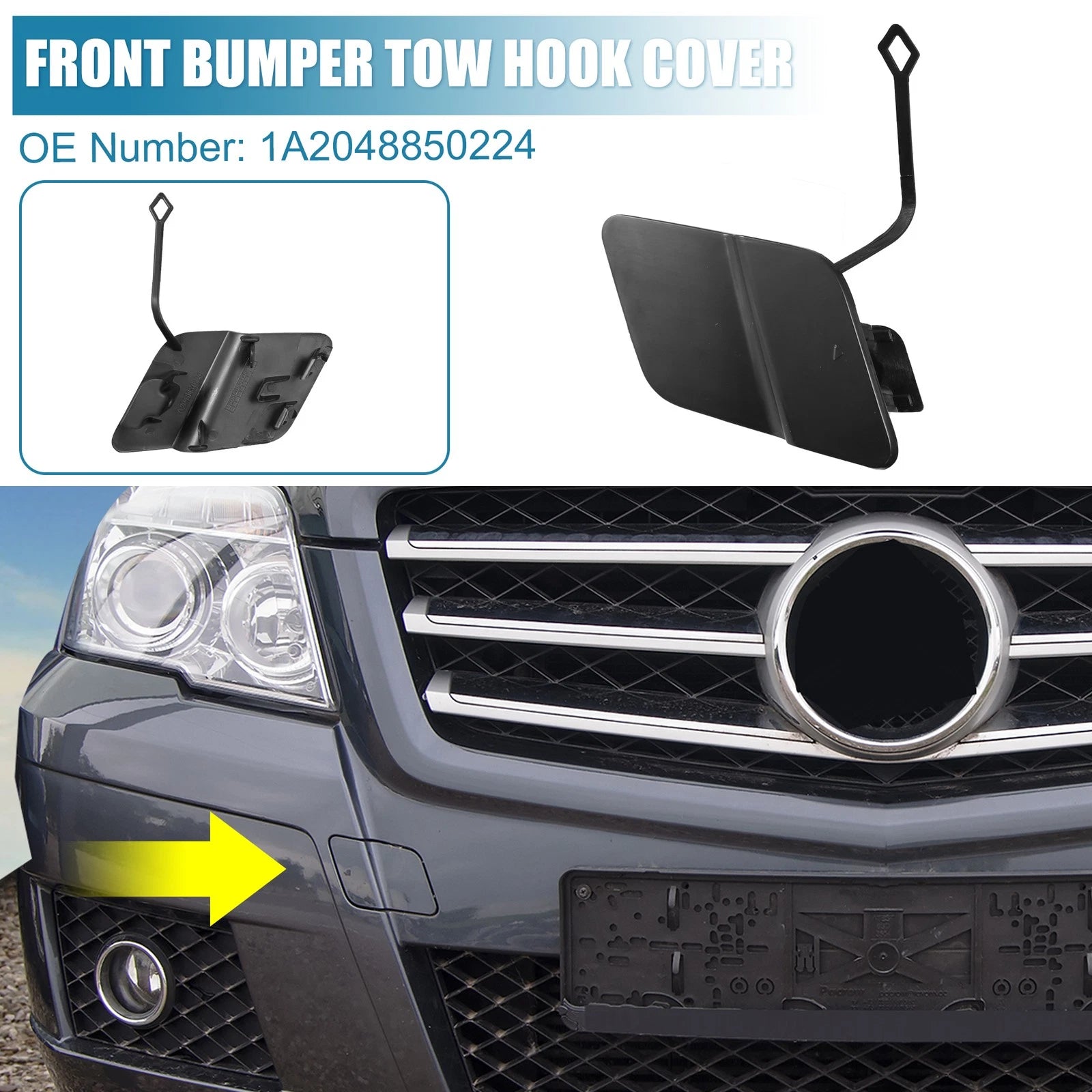 Front Tow Hook Cover Replacement for Mercedes-Benz GLK300 GLK350 (2010–2015)