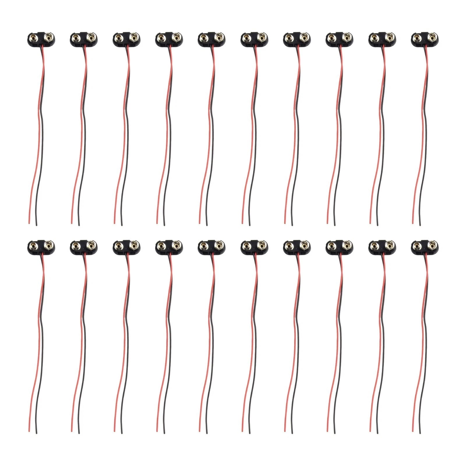 20pcs 9V Battery Clip Connector T Type Black