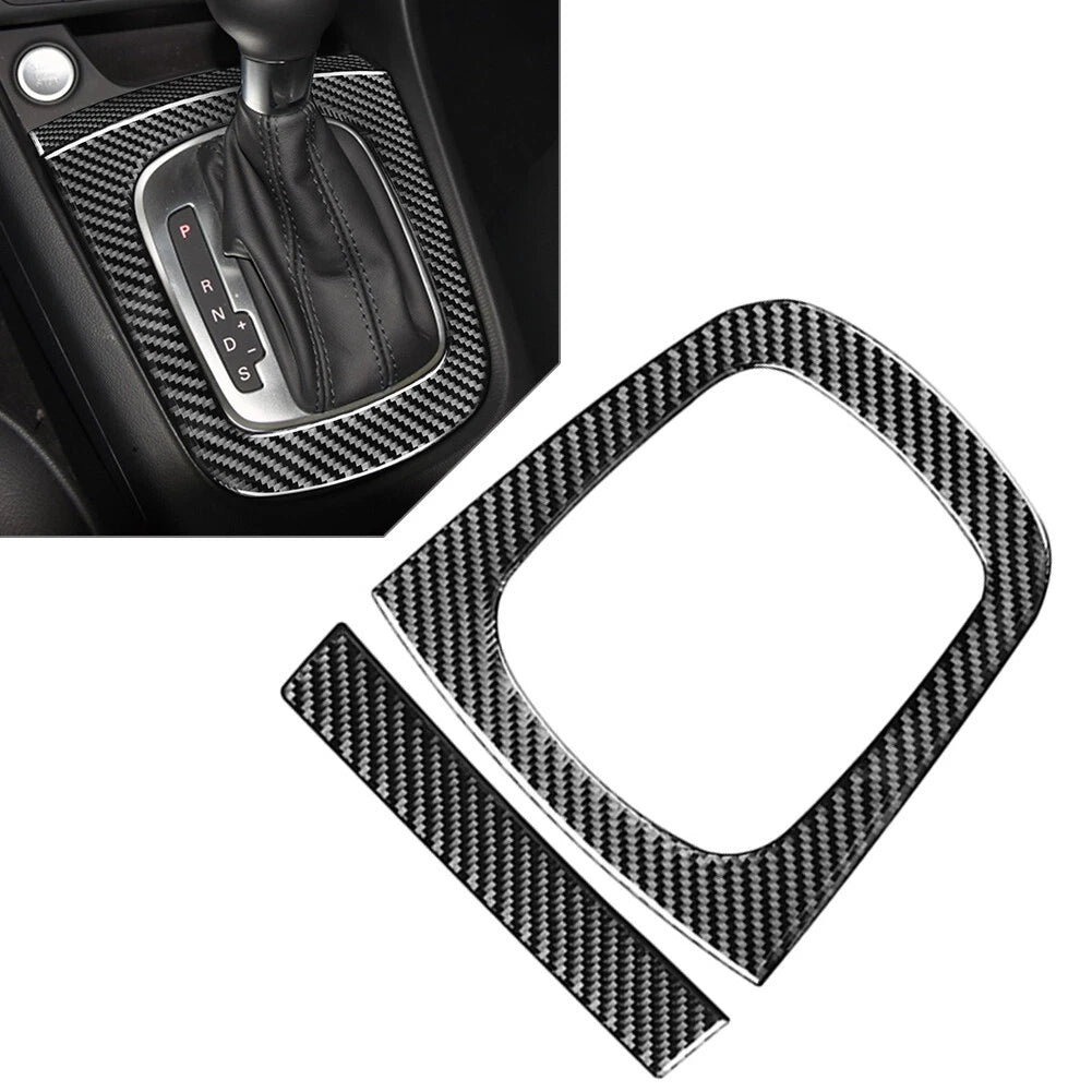 2X Carbon Black Gear Shift Panel Trim for Audi Q3 (2013–2018)